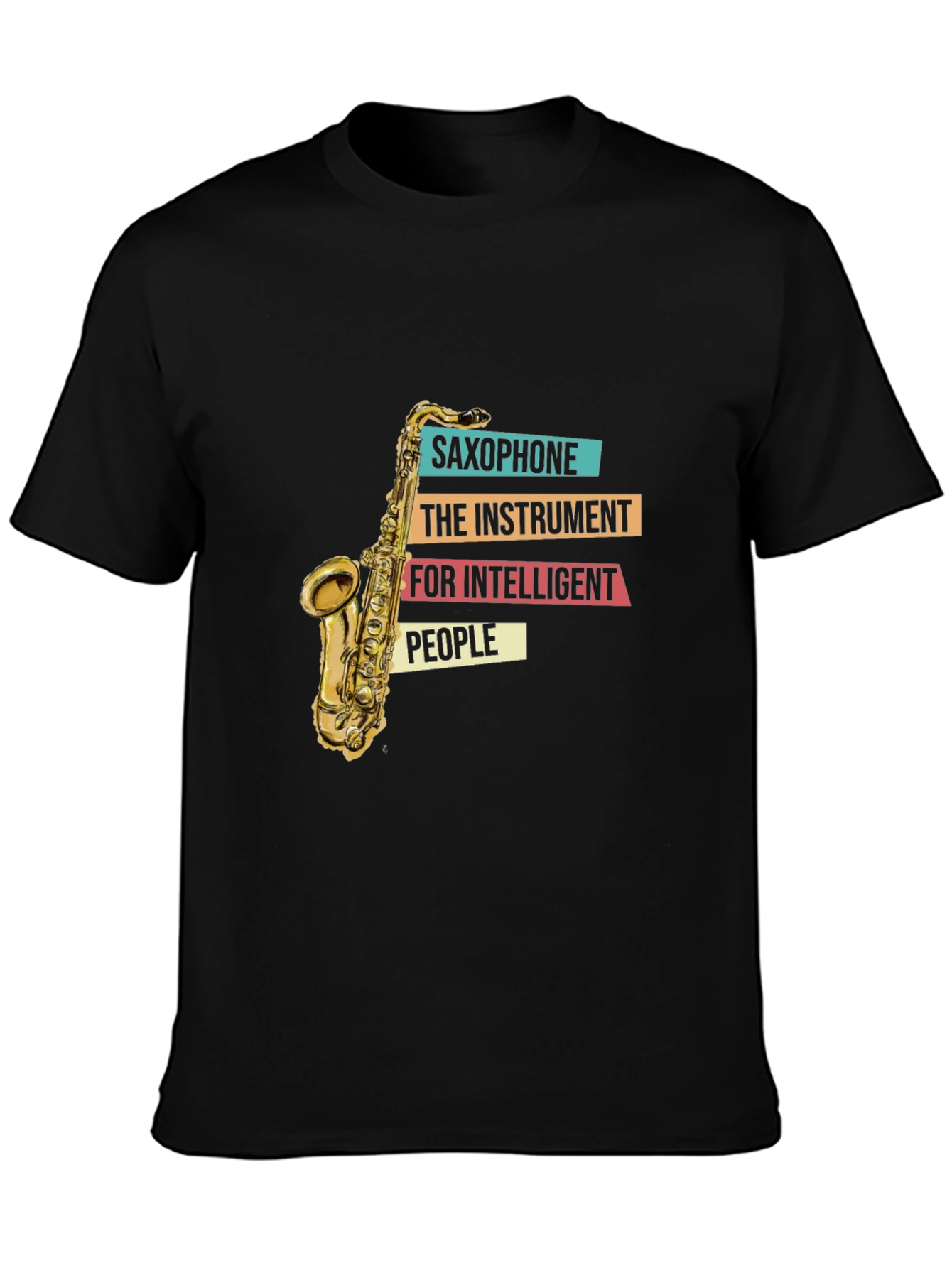Black Saxophone Instrument T-Shirt view 3