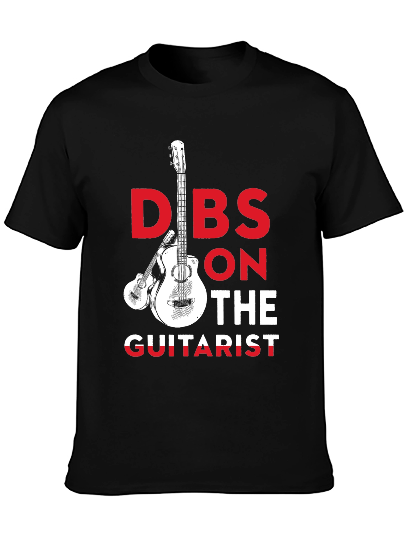 Black Dibs on the Guitarist Graphic Tee - Music Lover T-Shirt view 3