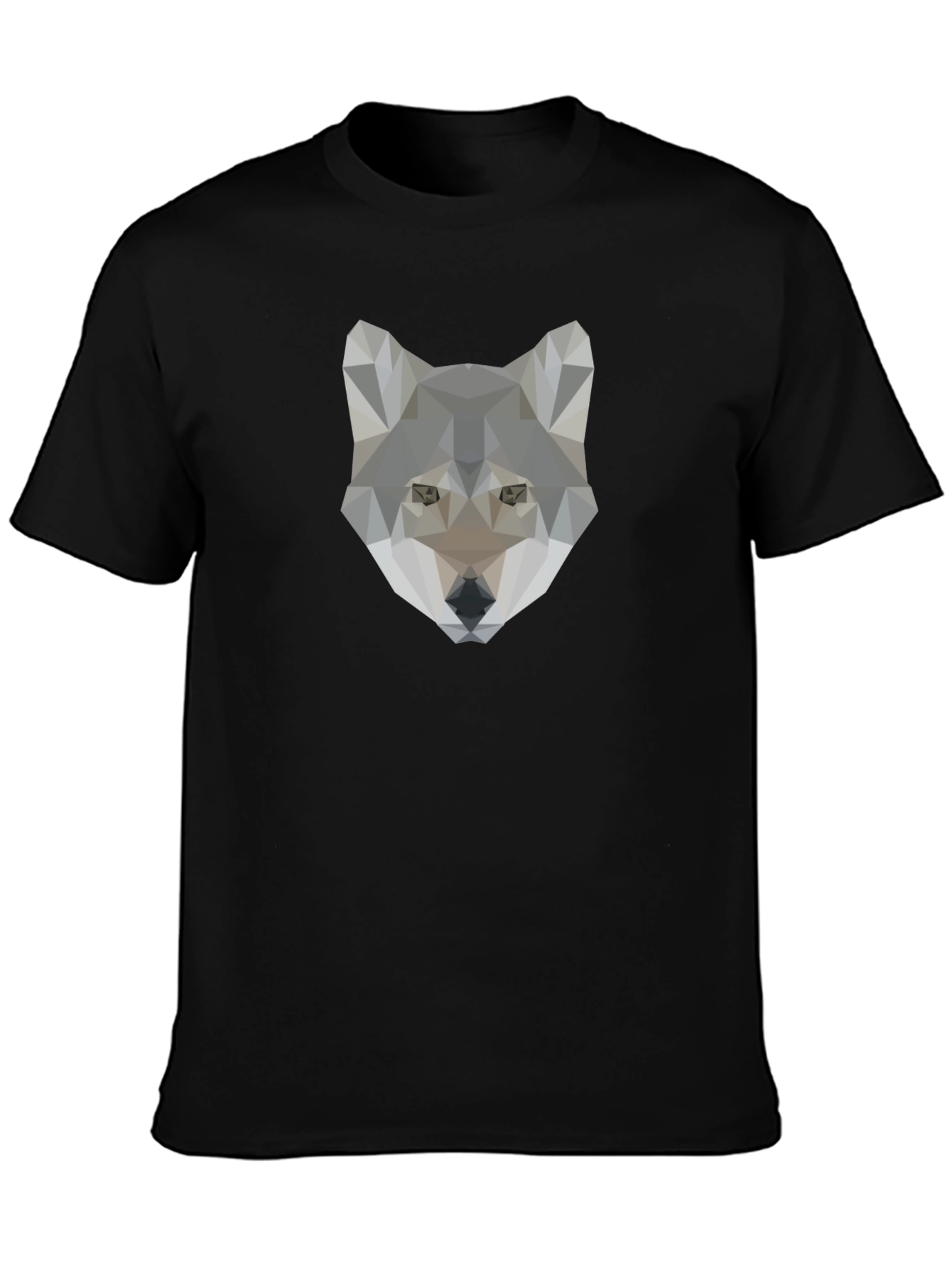 Black Geometric Wolf Graphic Tee - Cool Minimalist Design view 3