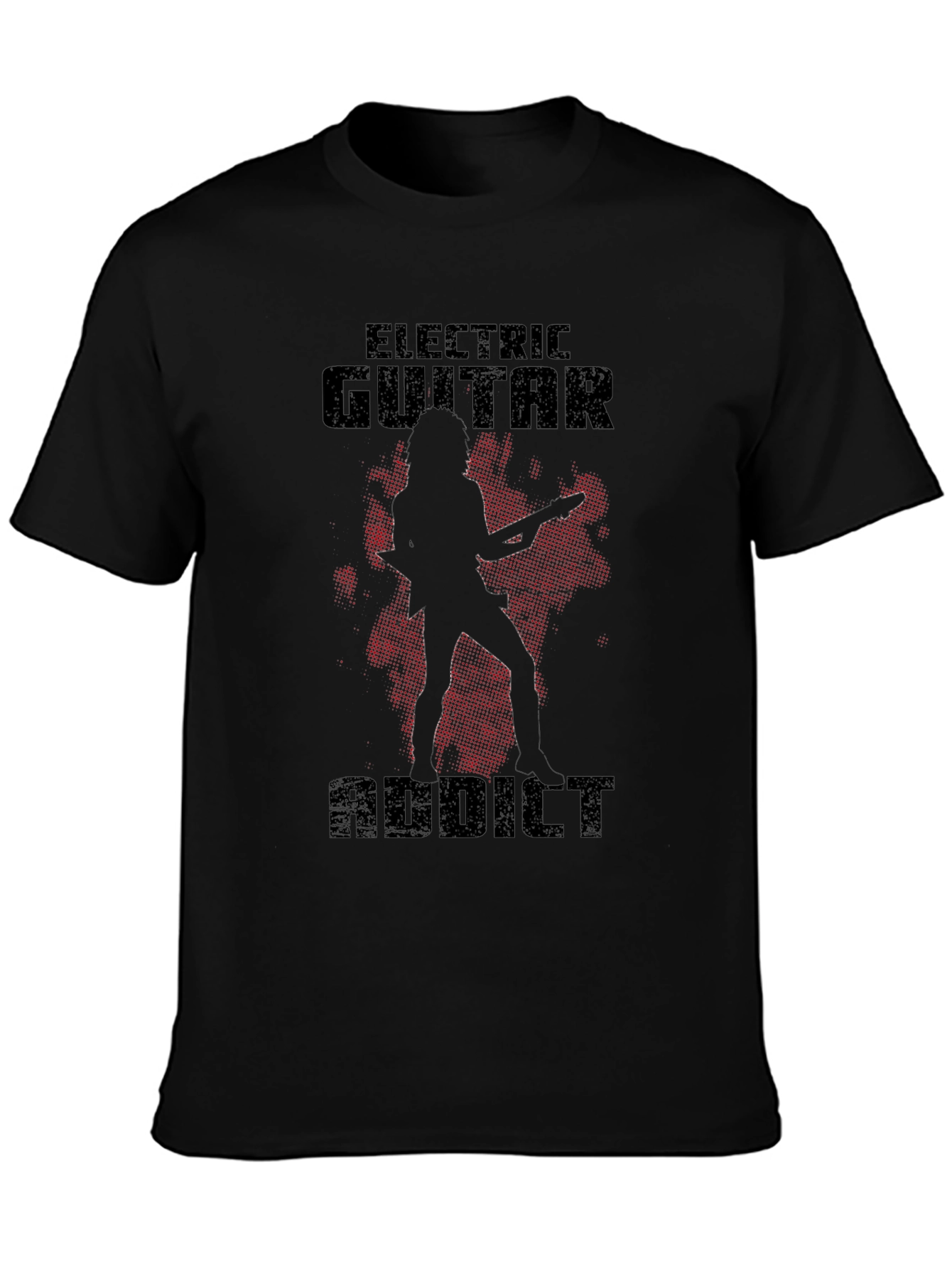 Black Electric Guitar Addict Black T-Shirt Rock Music Lover view 3