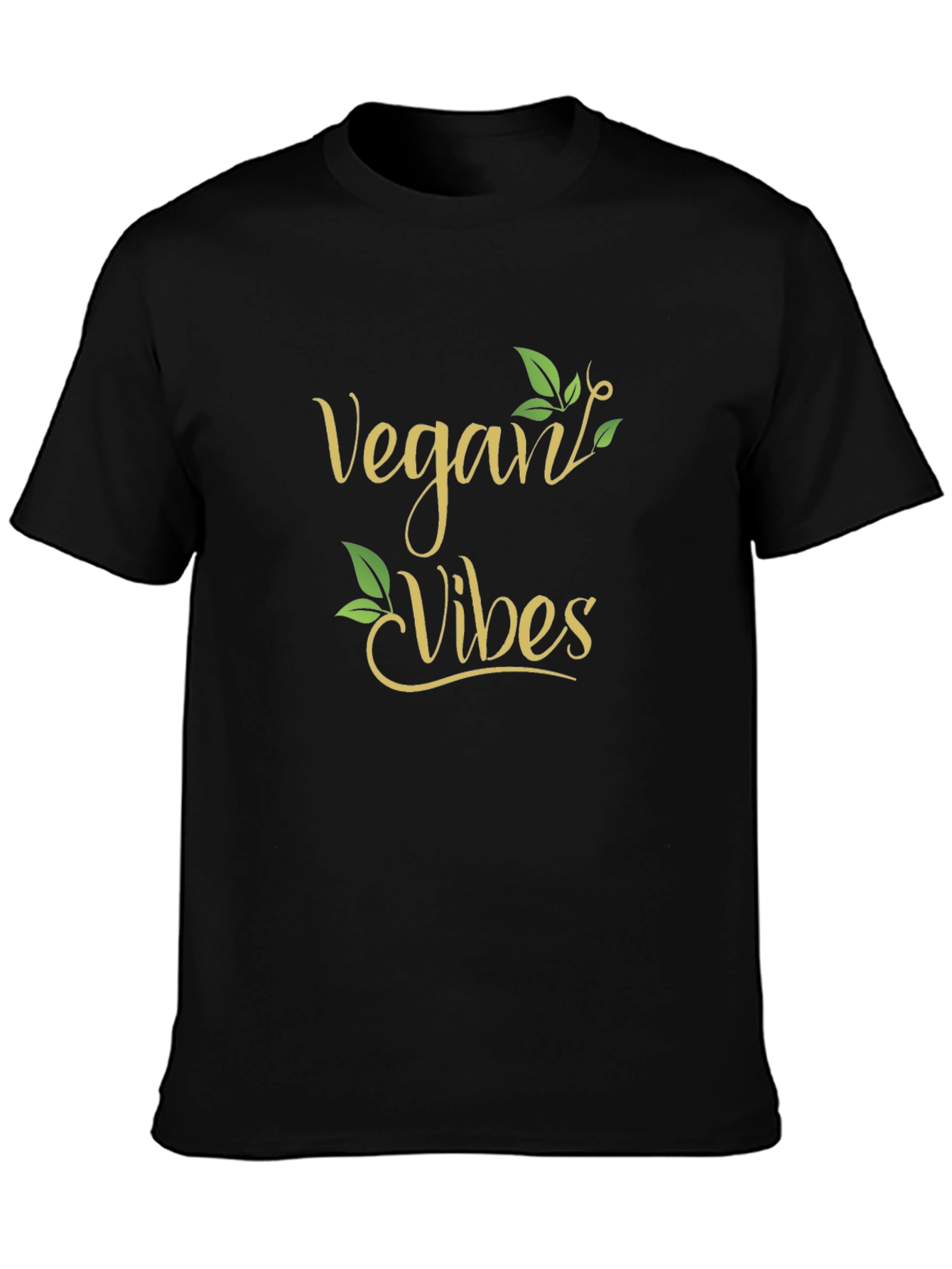 Black Vegan Vibes Graphic Tee - Black Crew Neck view 3