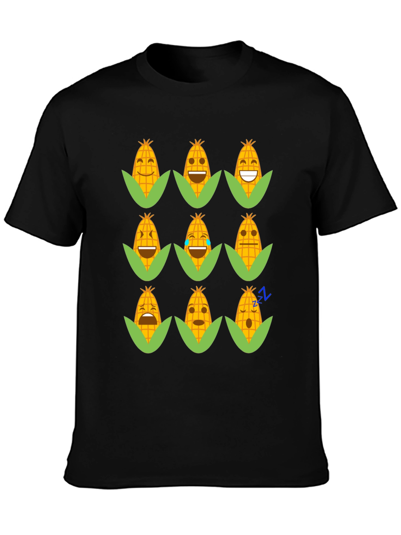 Black Emoji Corn Black T-Shirt - Fun Foodie Tee view 3