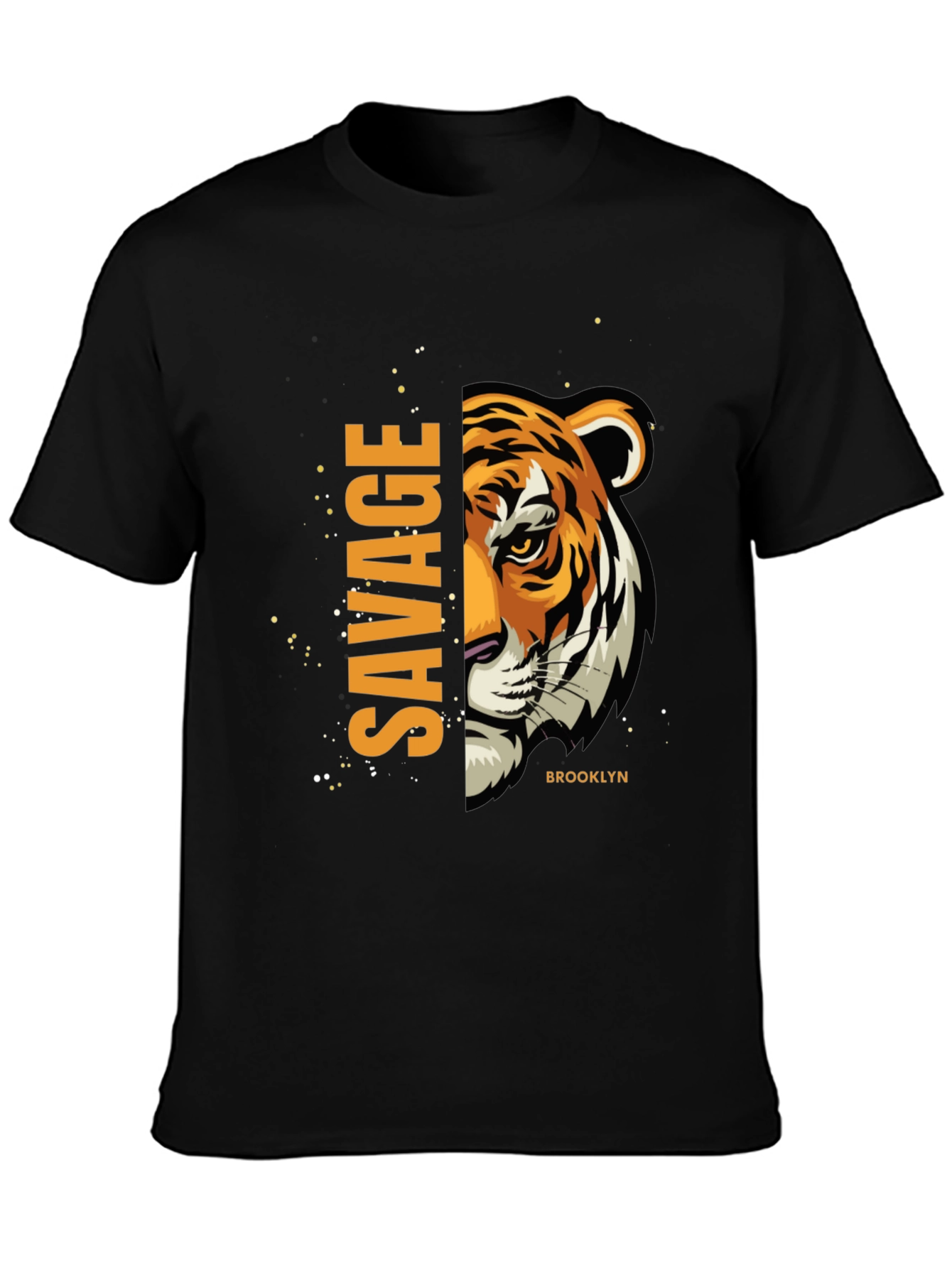 Black Savage Tiger Graphic Print T-Shirt view 3