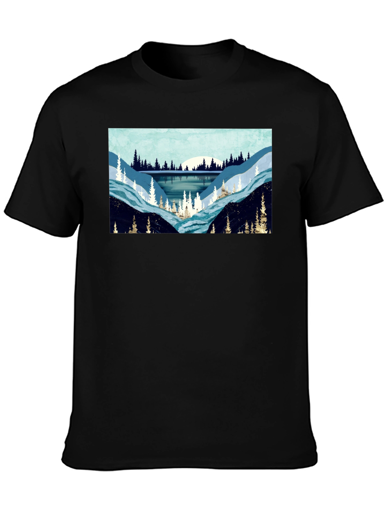Black Nature Scene Graphic Tee - Black view 3