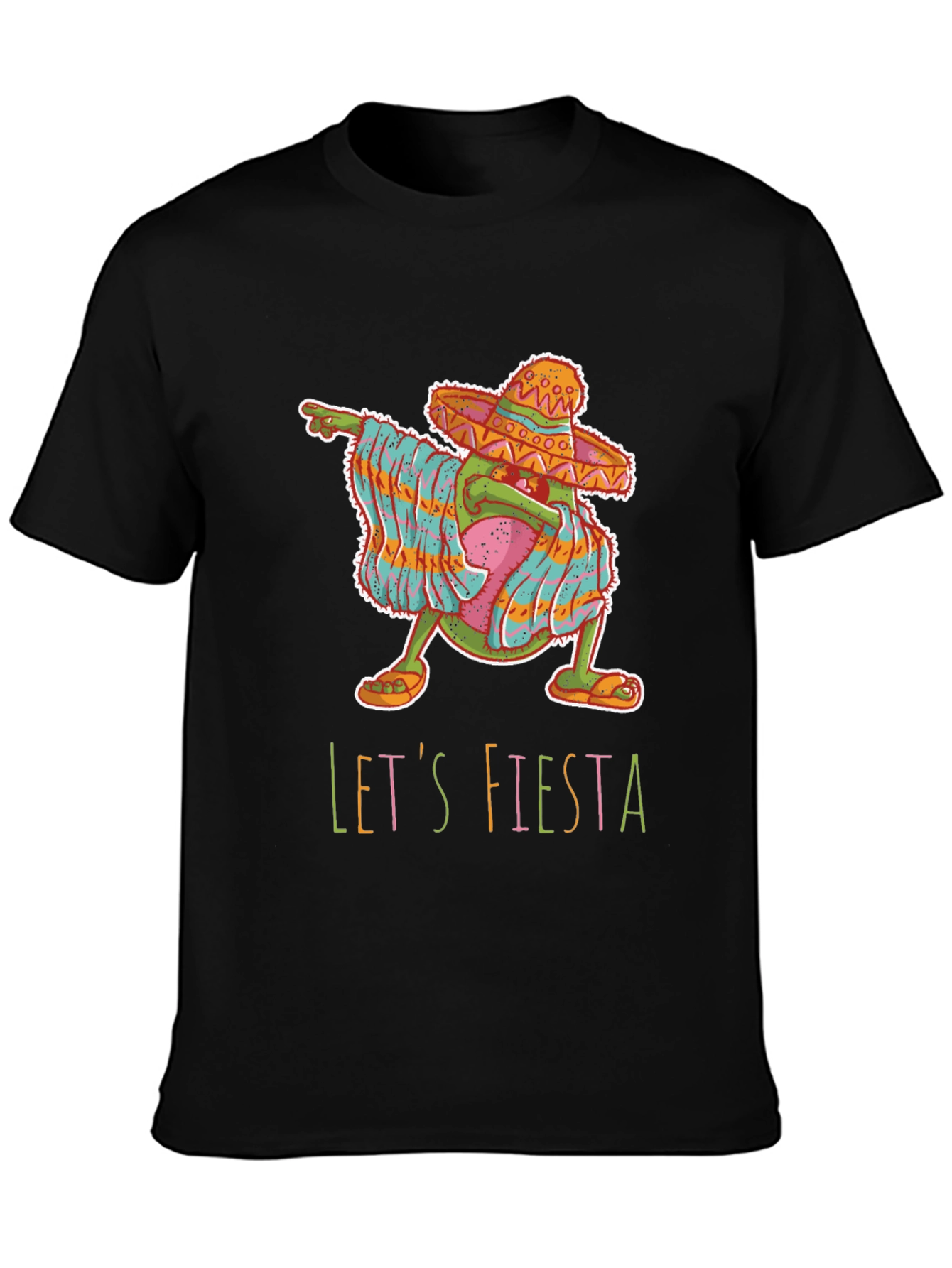 Black Let's Fiesta Avocado Graphic T-Shirt view 3