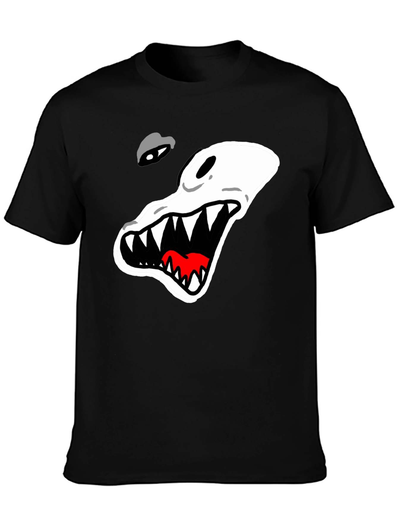 Black Men's Black T-Shirt with Cartoon Alligator Graphic view 3