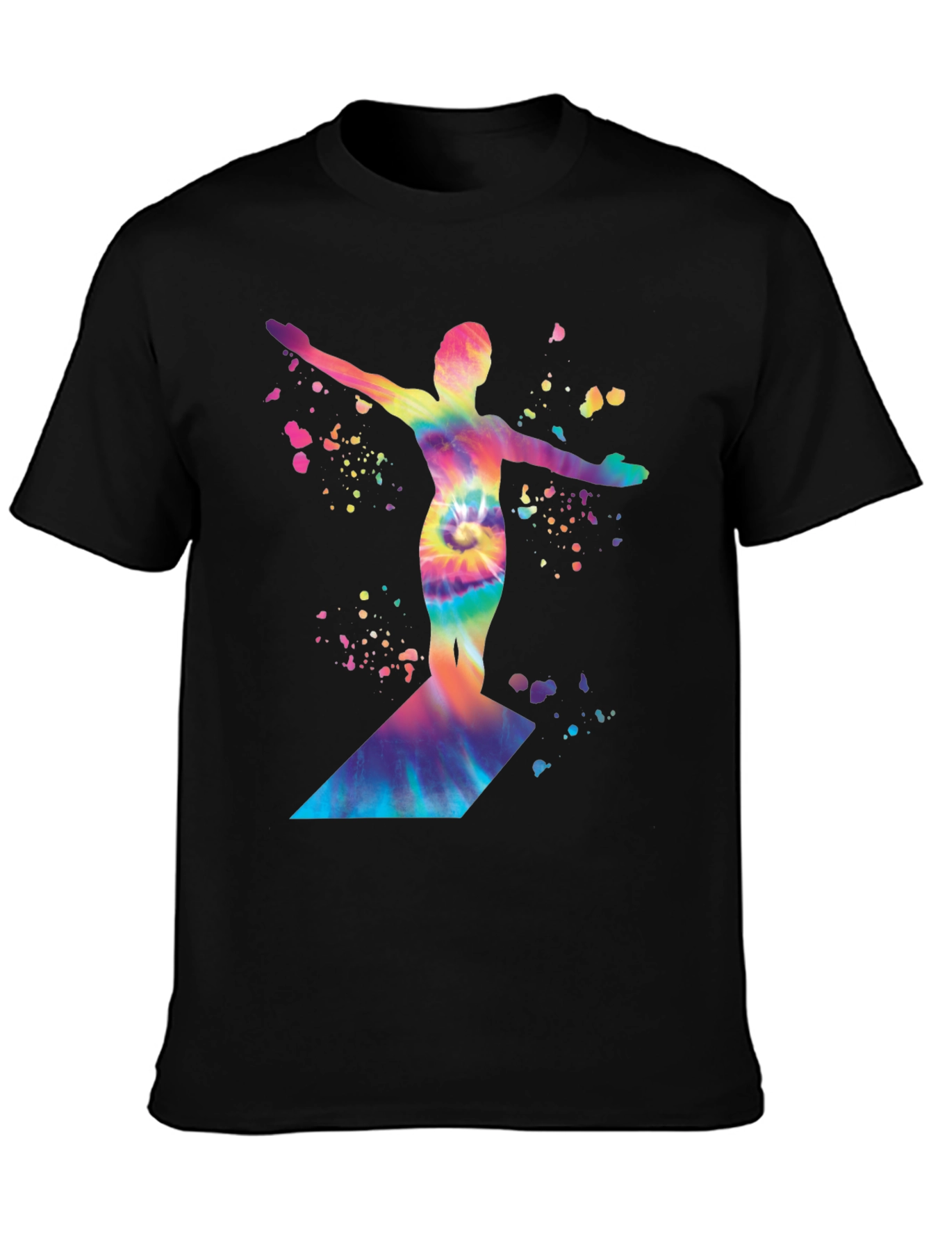 Black Tie-Dye Diver Graphic Black T-Shirt view 3