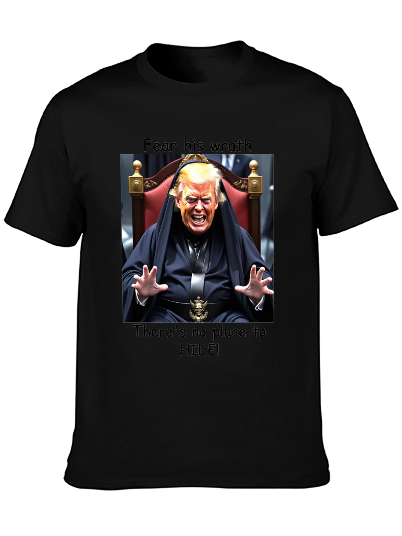 Black Fear His Wrath Trump T-Shirt view 3