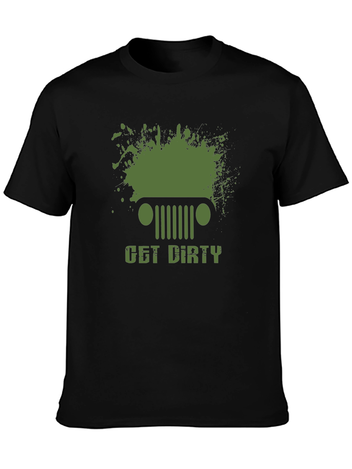 Black Get Dirty Jeep Graphic Men's T-Shirt view 3