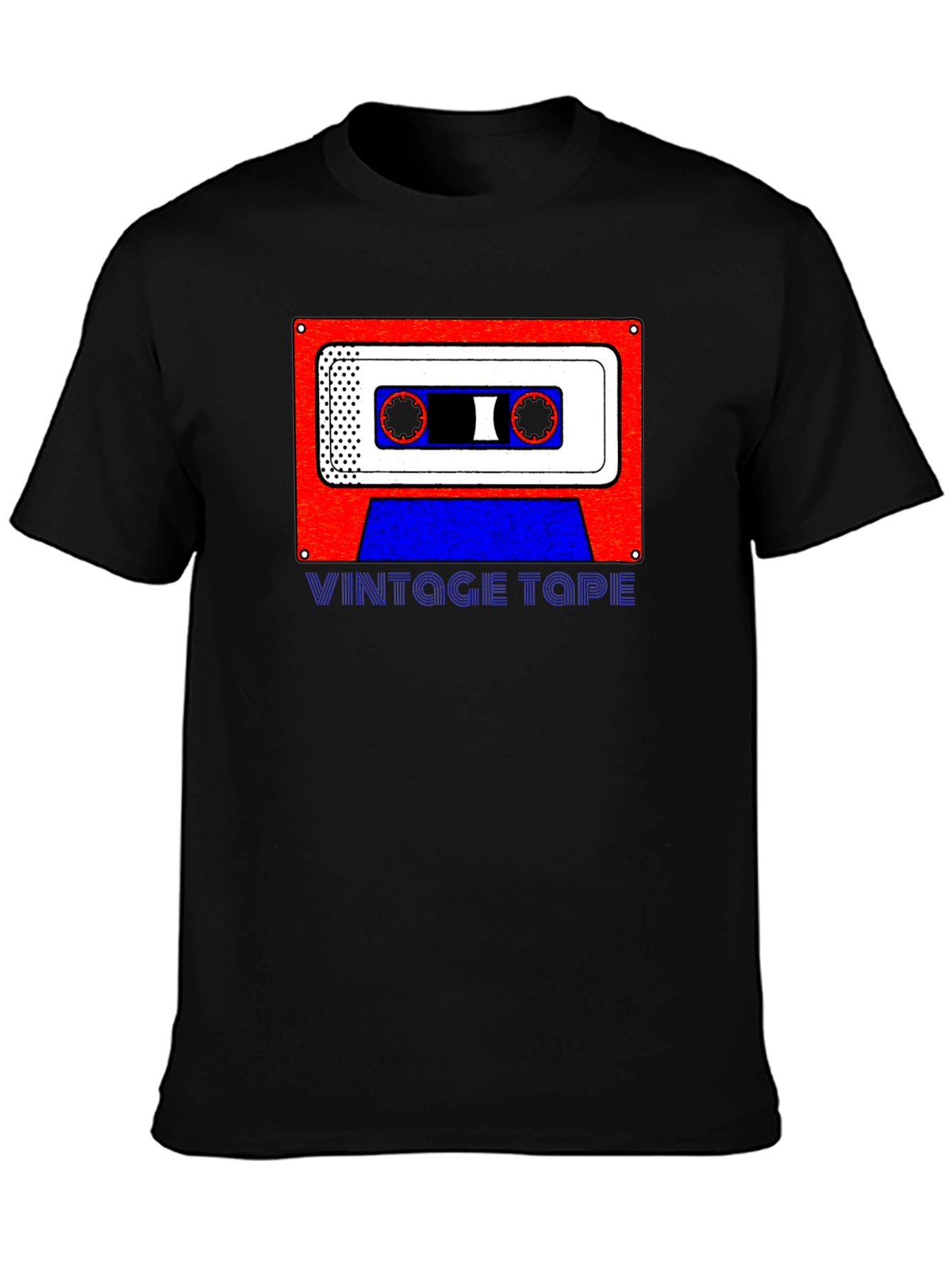 Black Vintage Tape Graphic Tee - Retro Style view 3