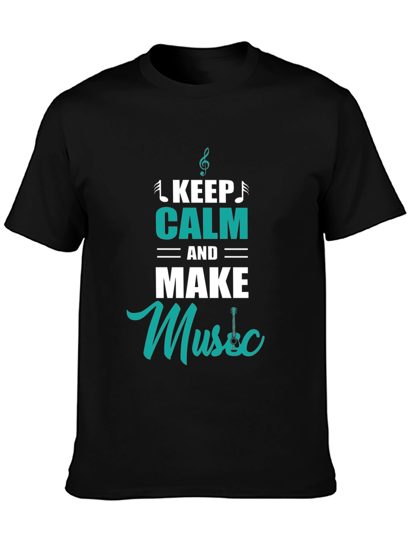 Black Keep Calm and Make Music Black T-Shirt view 3