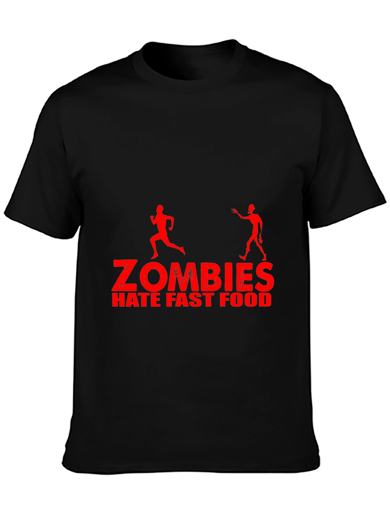 Black Zombies Hate Fast Food Graphic T-Shirt view 3