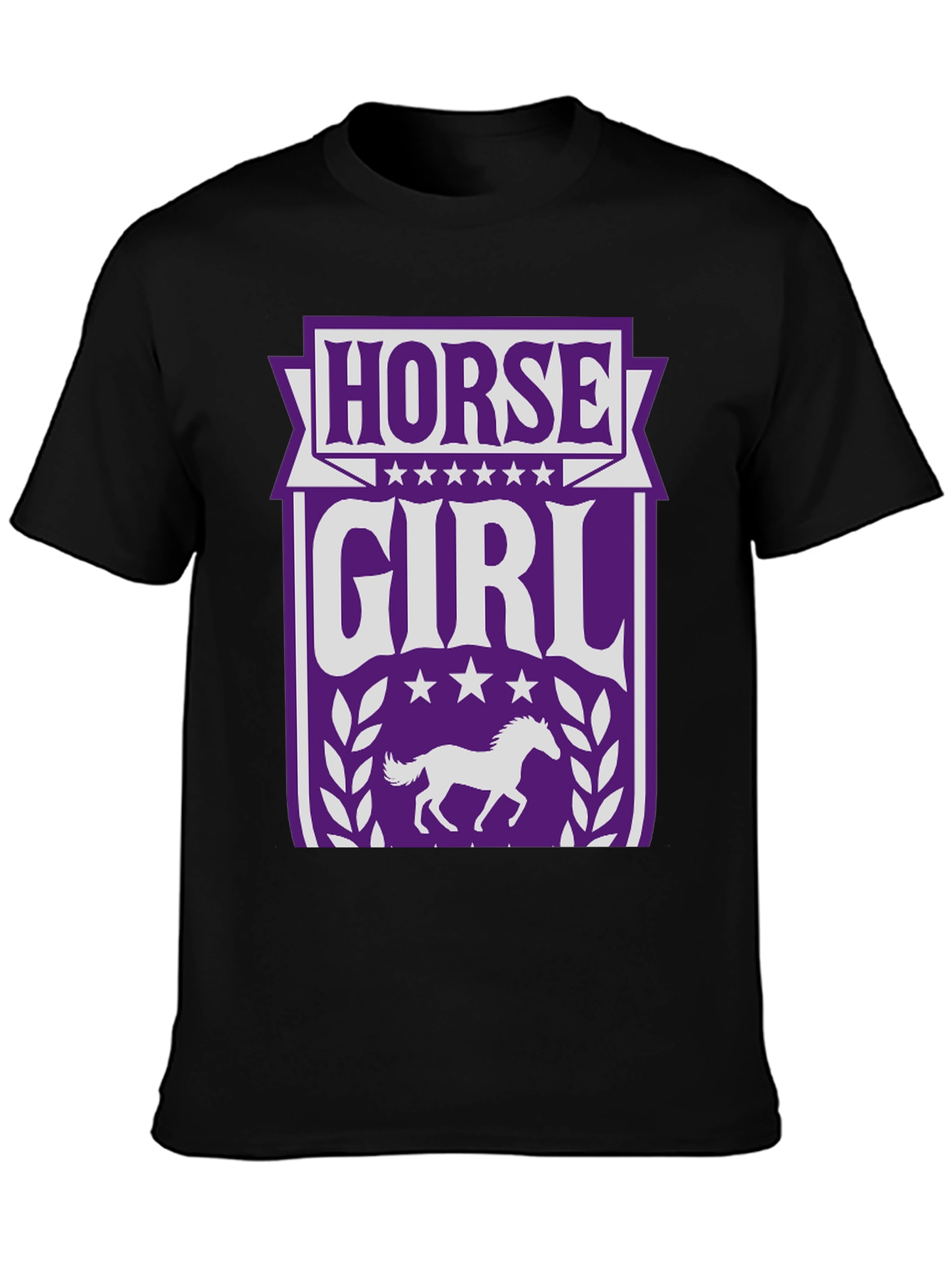 Black Horse Girl Graphic Tee - Equestrian T-Shirt view 3