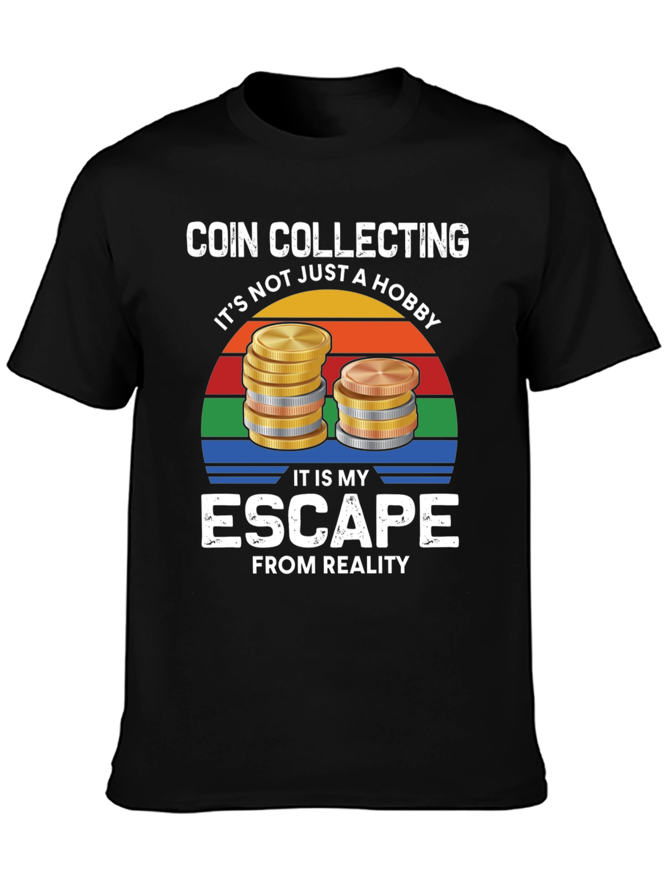 Black Coin Collecting Hobby T-Shirt view 3