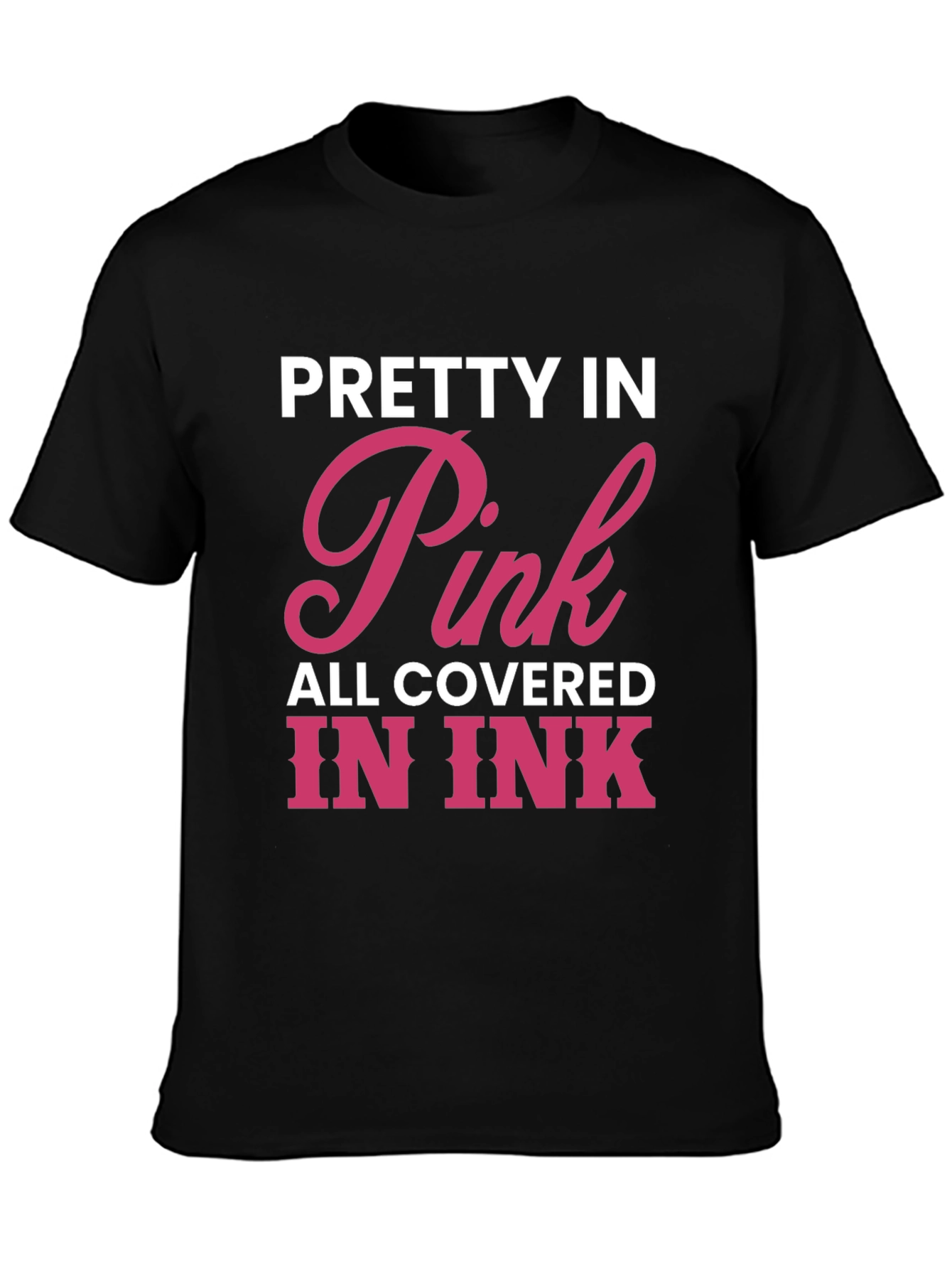 Black Pretty In Pink Tattoo Lover Tee view 3
