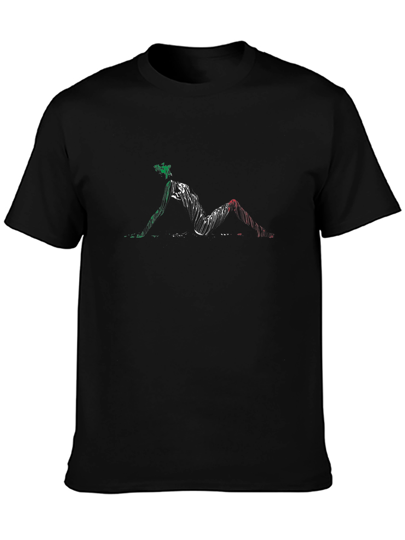 Black Abstract Figure Graphic Print Tee - Stylish Men's Black T-Shirt view 3