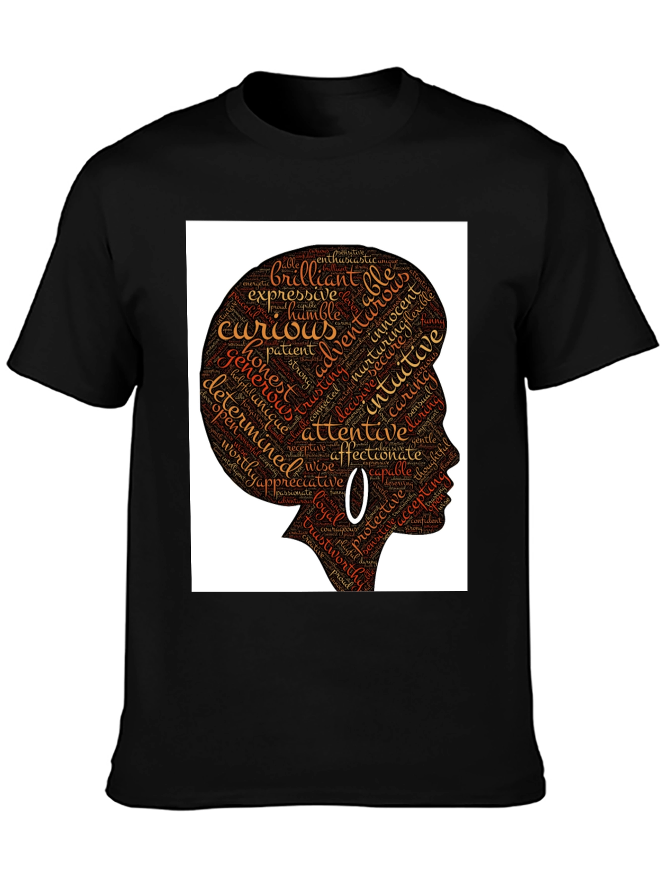 Black Empowered Woman Word Art T-Shirt view 3