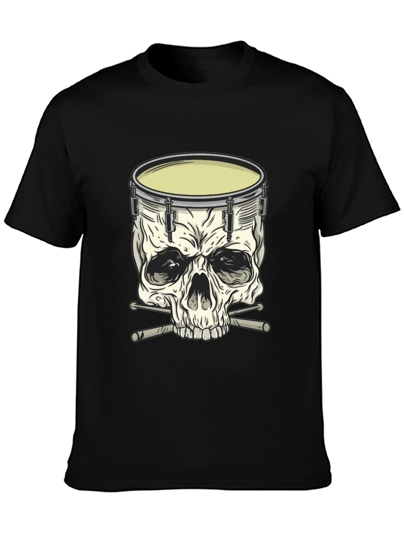 Black Skull Drummer Graphic T-Shirt - Rock Music Tee view 3