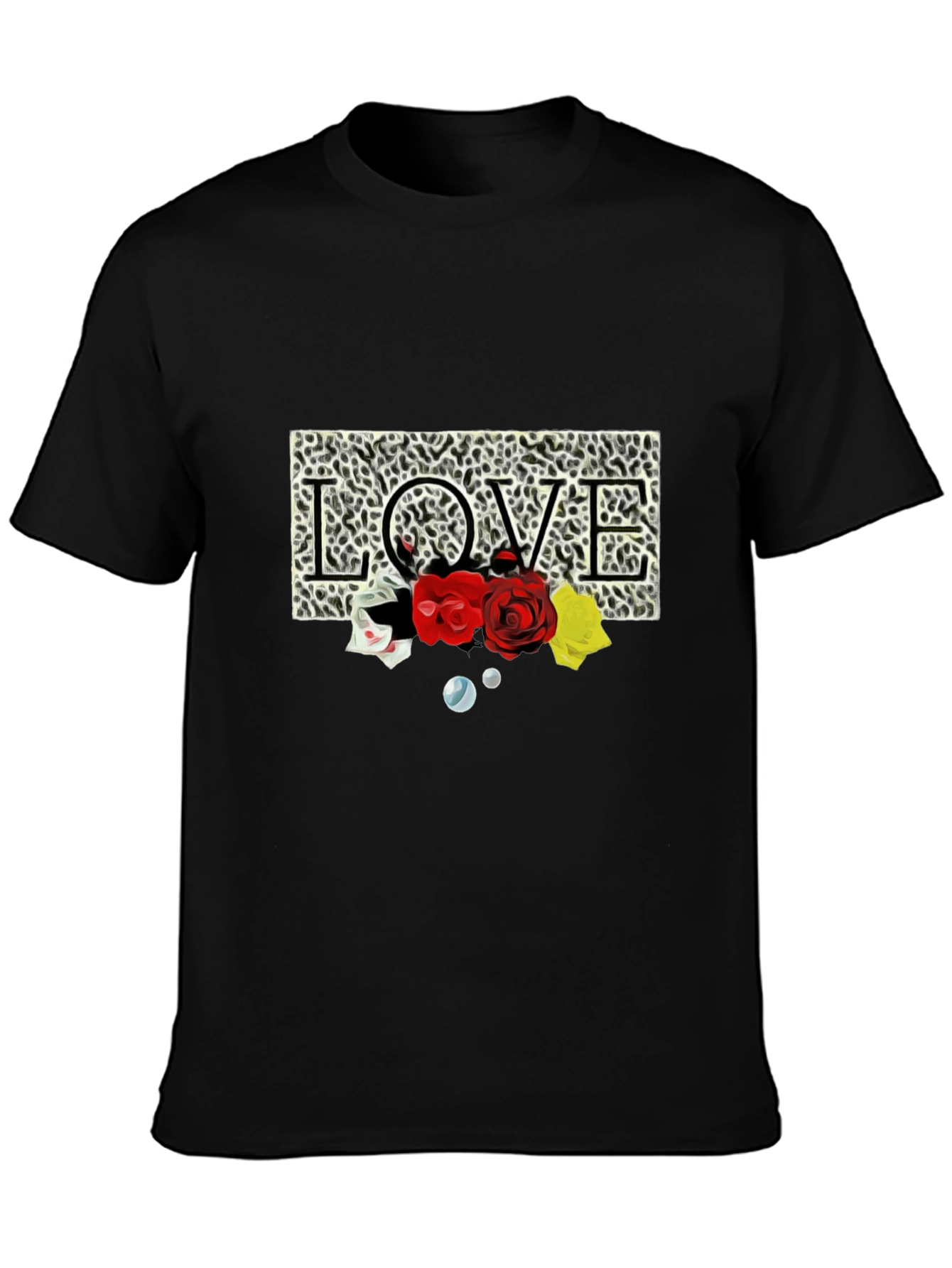 Black Leopard Love Roses Graphic T-Shirt view 3
