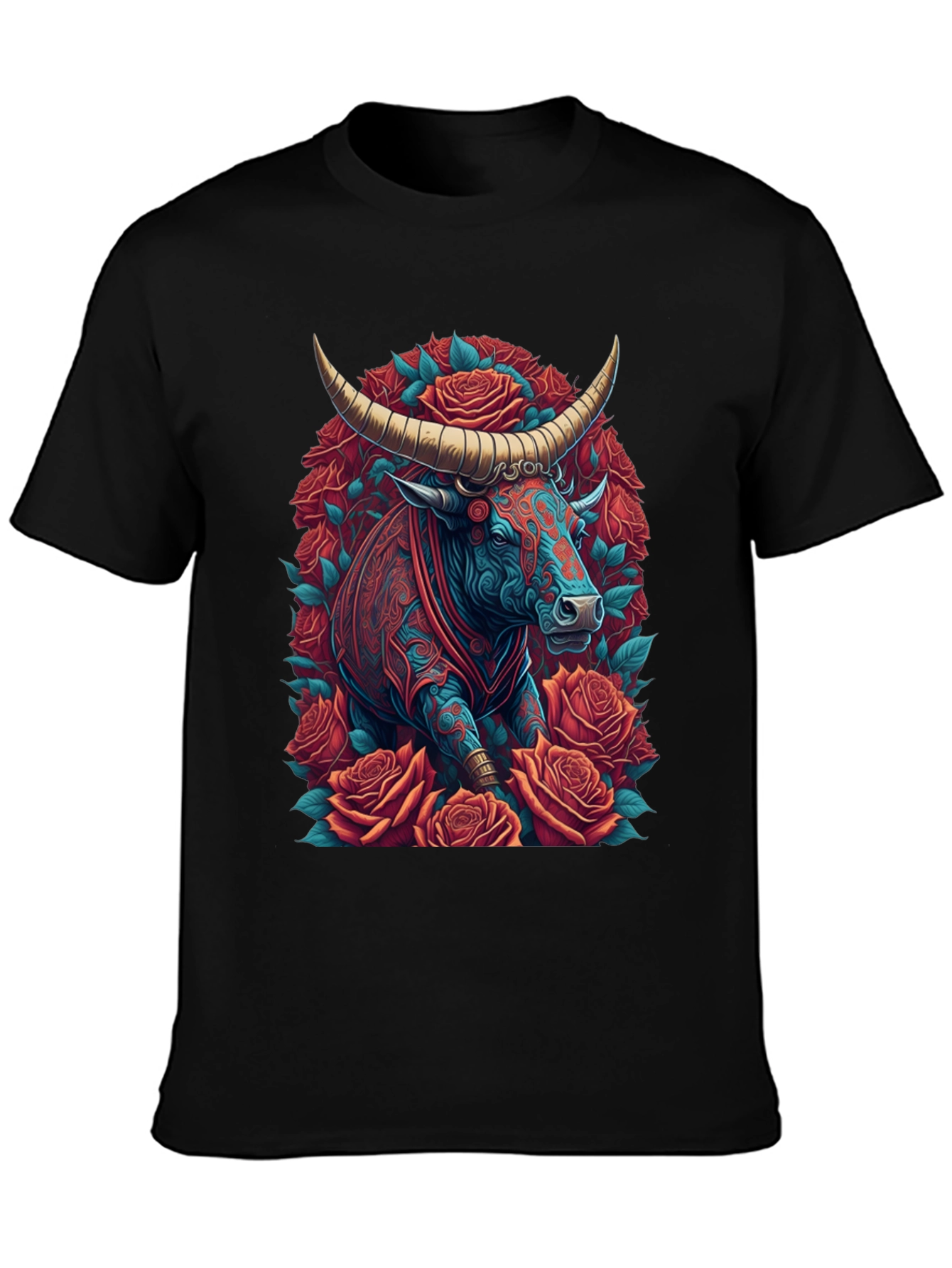 Black Bull & Roses Graphic Tee view 3