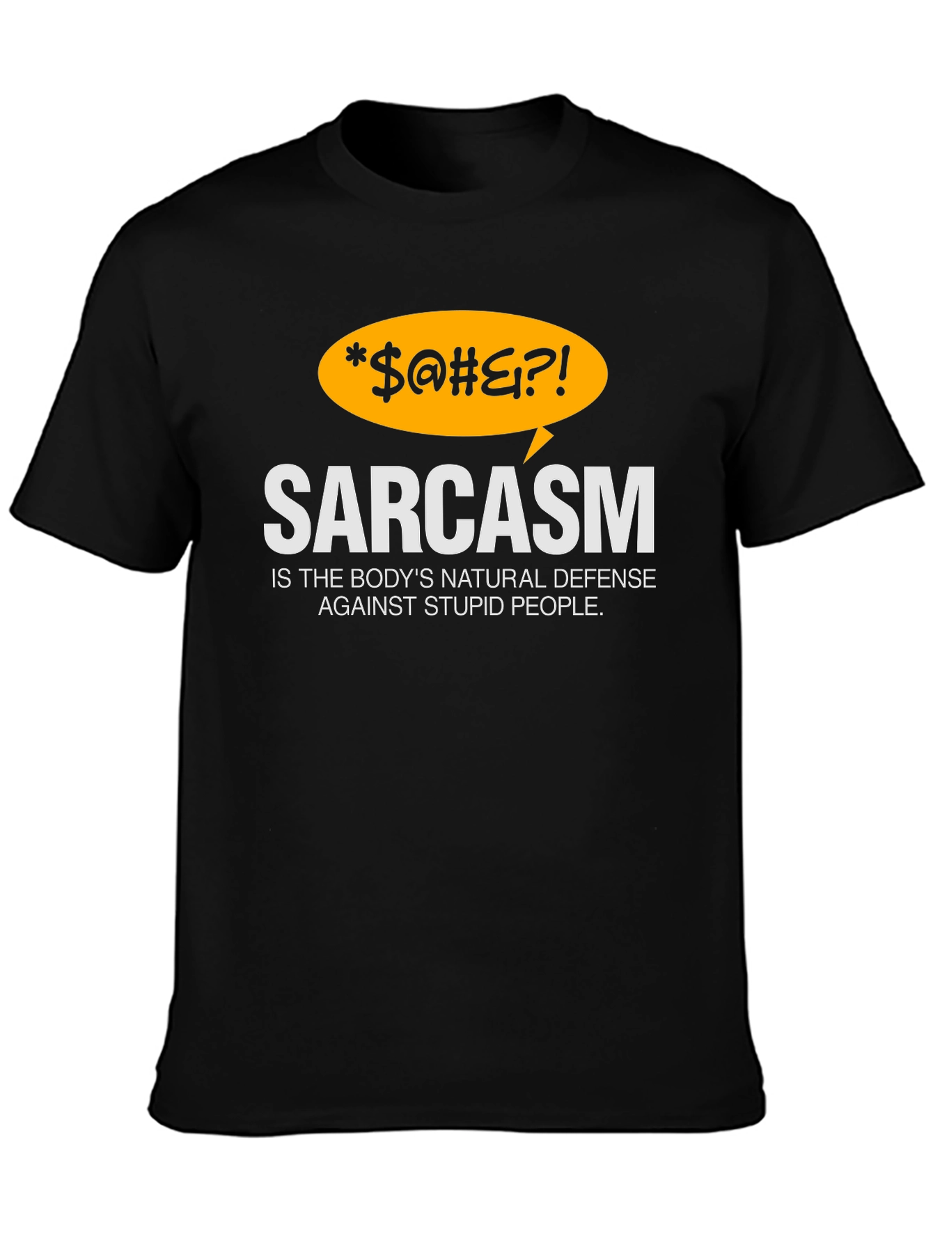 Black Sarcasm Defense Black Graphic T-Shirt view 3