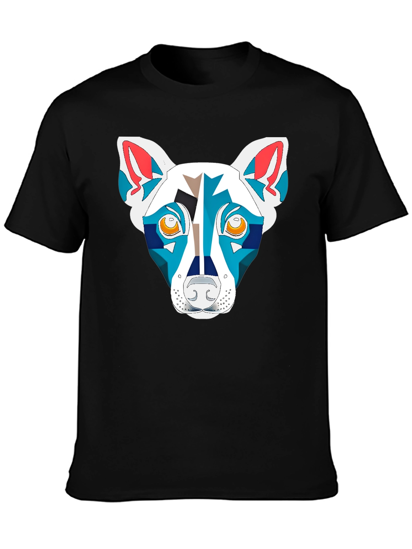 Black Geometric Dog Graphic Black T-Shirt view 3