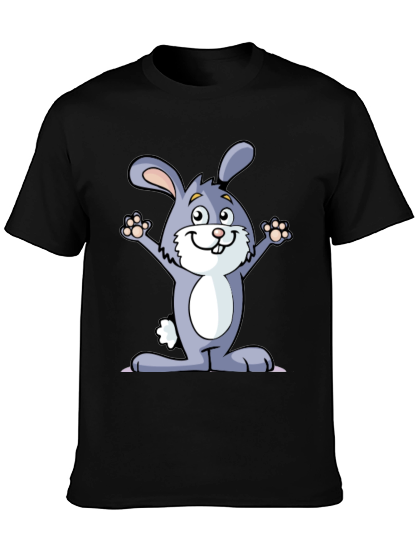 Black Funny Rabbit Graphic Tee - Black Cotton T-Shirt view 3