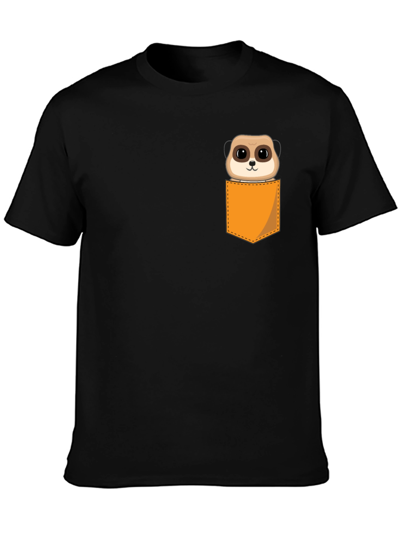 Black Meerkat Pocket T-Shirt - Novelty Cute Animal Tee view 3