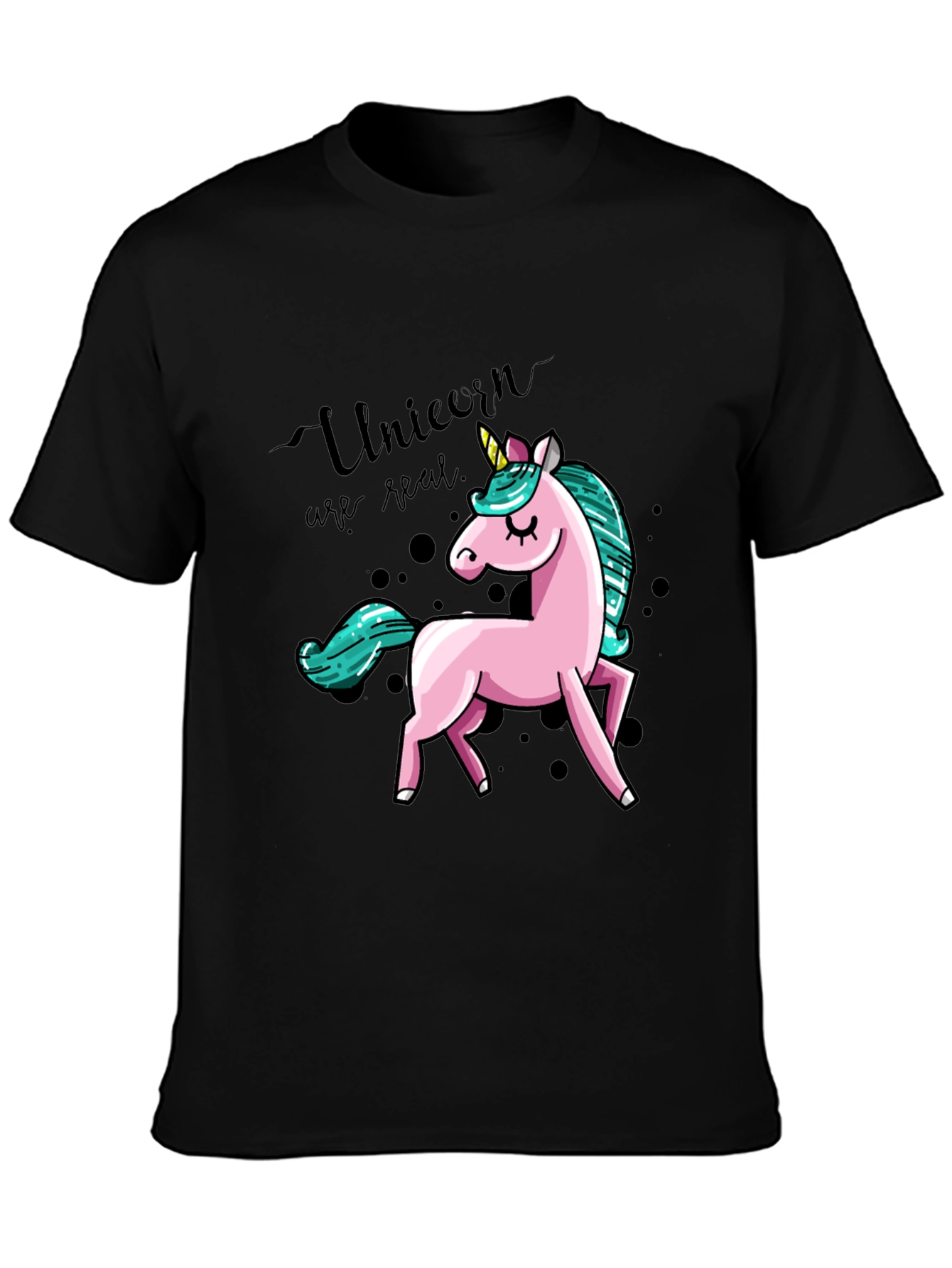 Unicorn Graphic Print T-Shirt - Black - 3