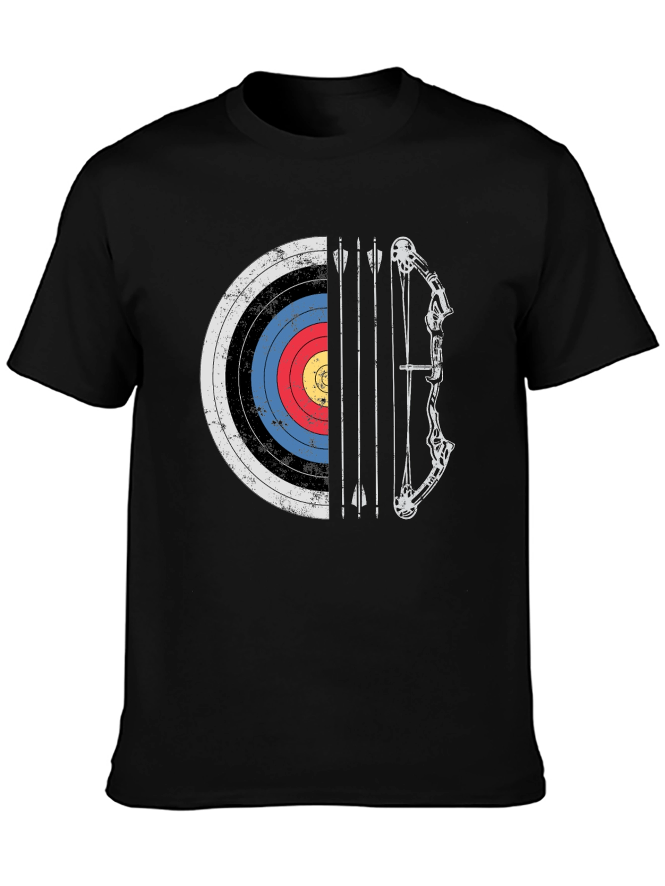 Black Archery Target Bow and Arrow Graphic Tee view 3