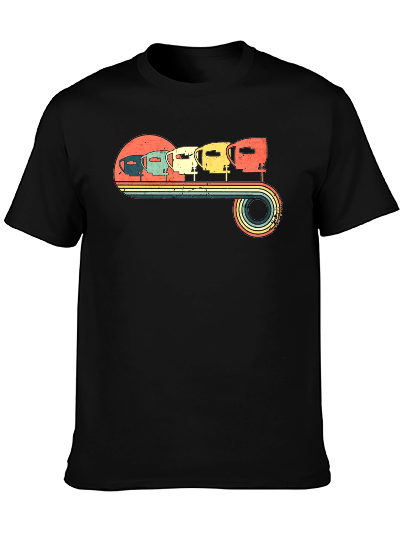 Black Vintage Camper Van T-Shirt view 3