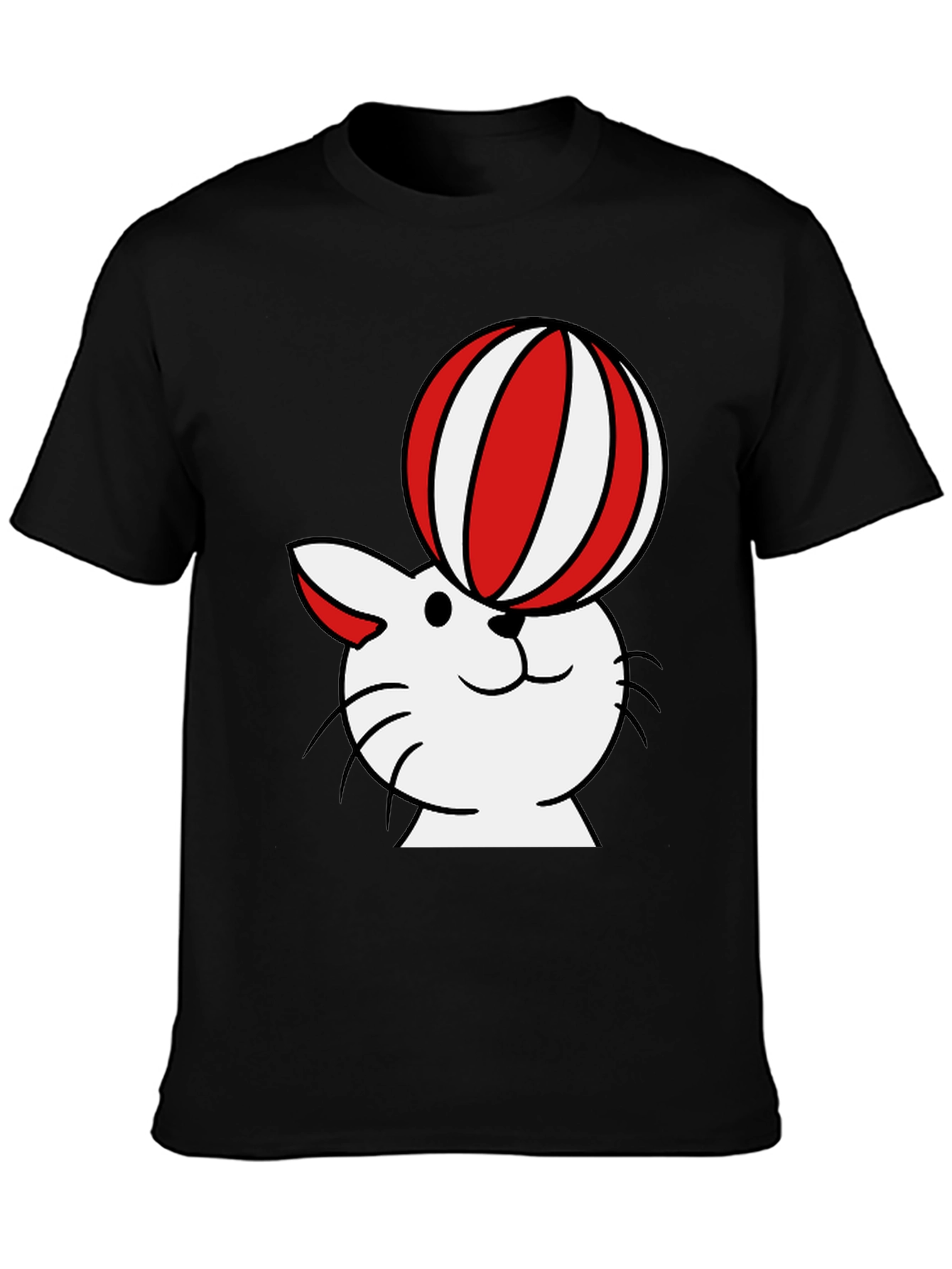 Black Cat with Ball T-Shirt - Whimsical Design view 3