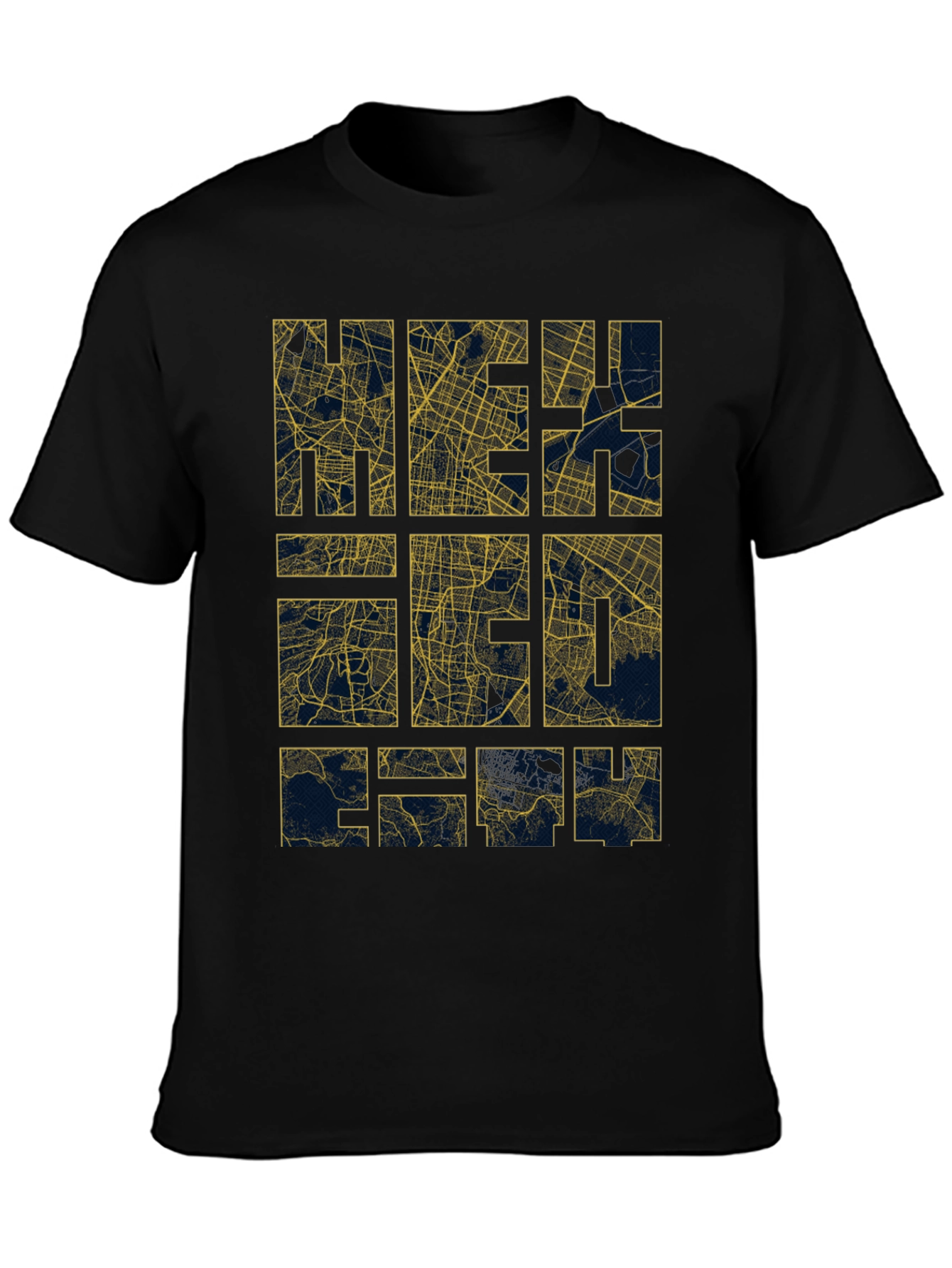 Black Geometric Map T-Shirt - Modern City Style view 3