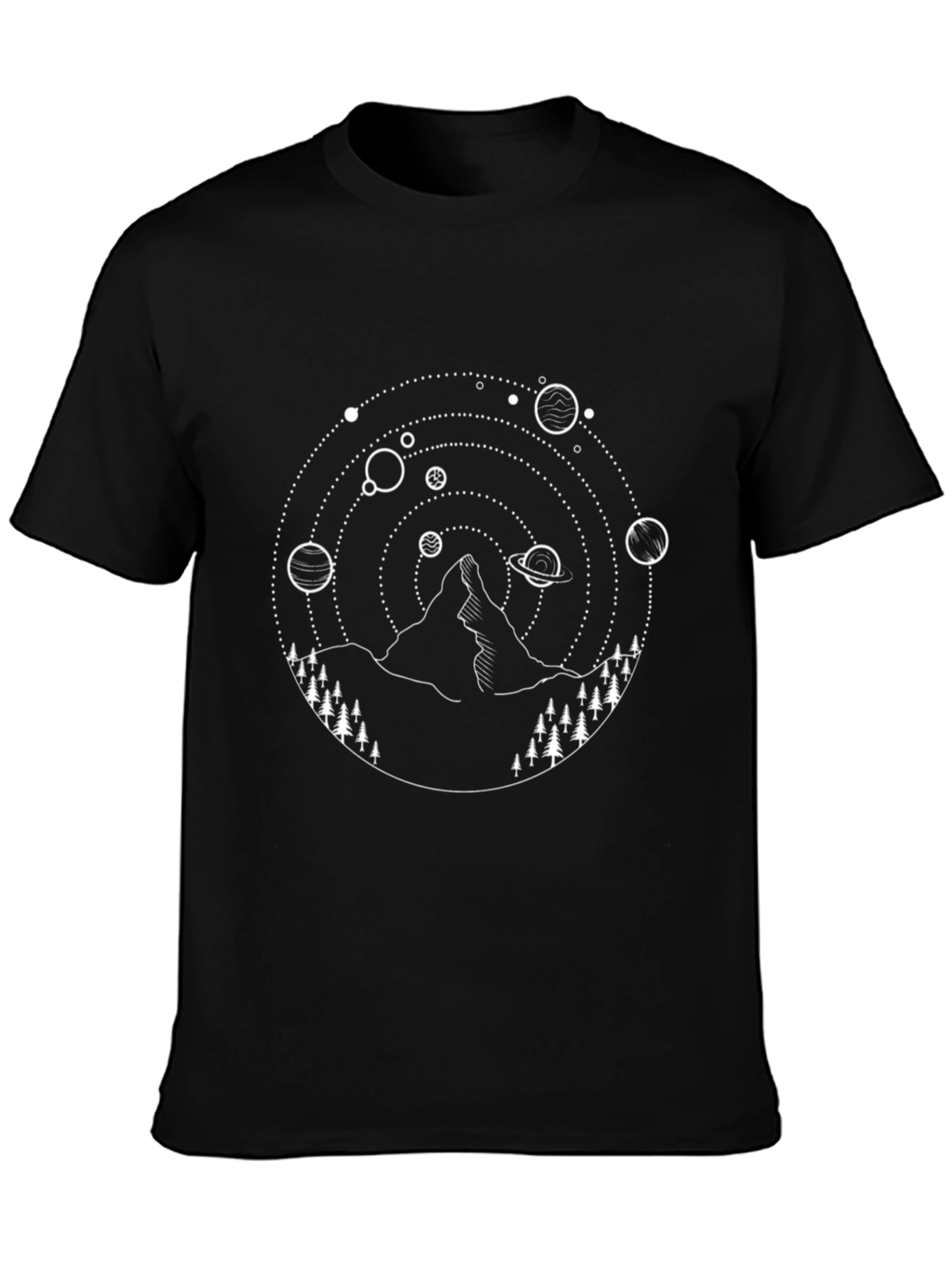 Black Mountain & Planet Graphic Tee - Black Cotton Blend view 3