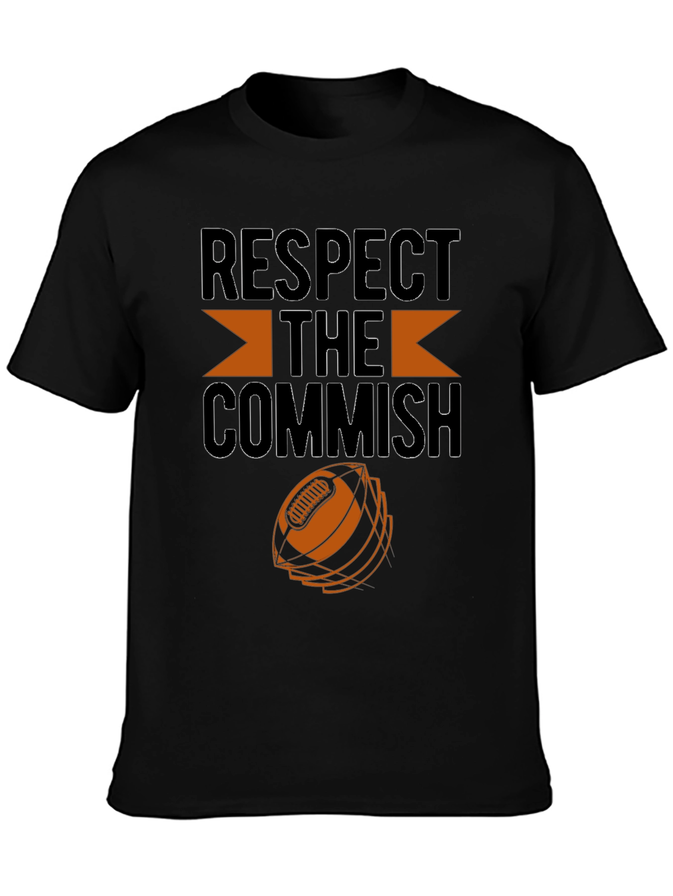 Black Respect the Commish Football Fan T-Shirt view 3