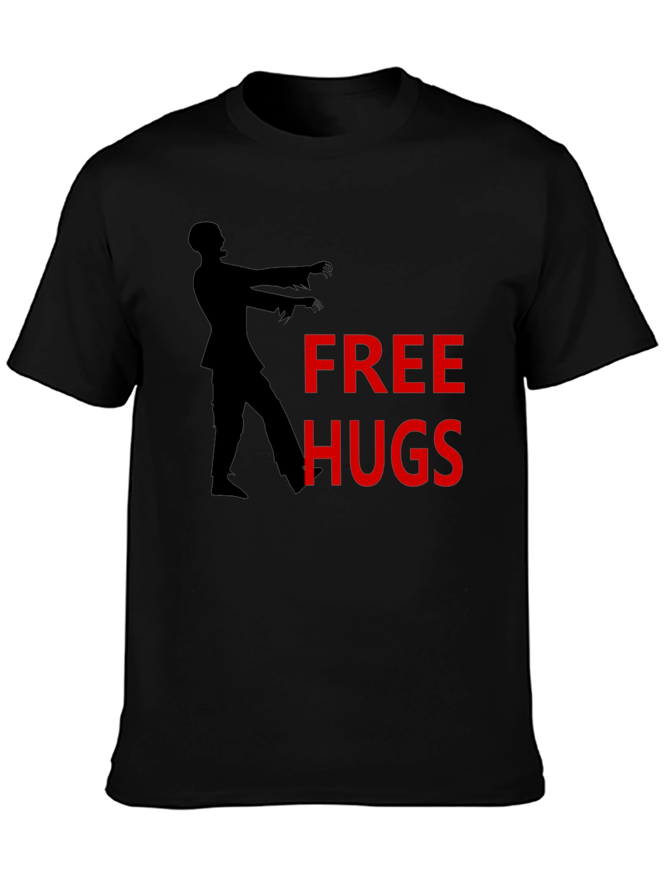 Black Free Hugs Zombie Graphic T-Shirt view 3