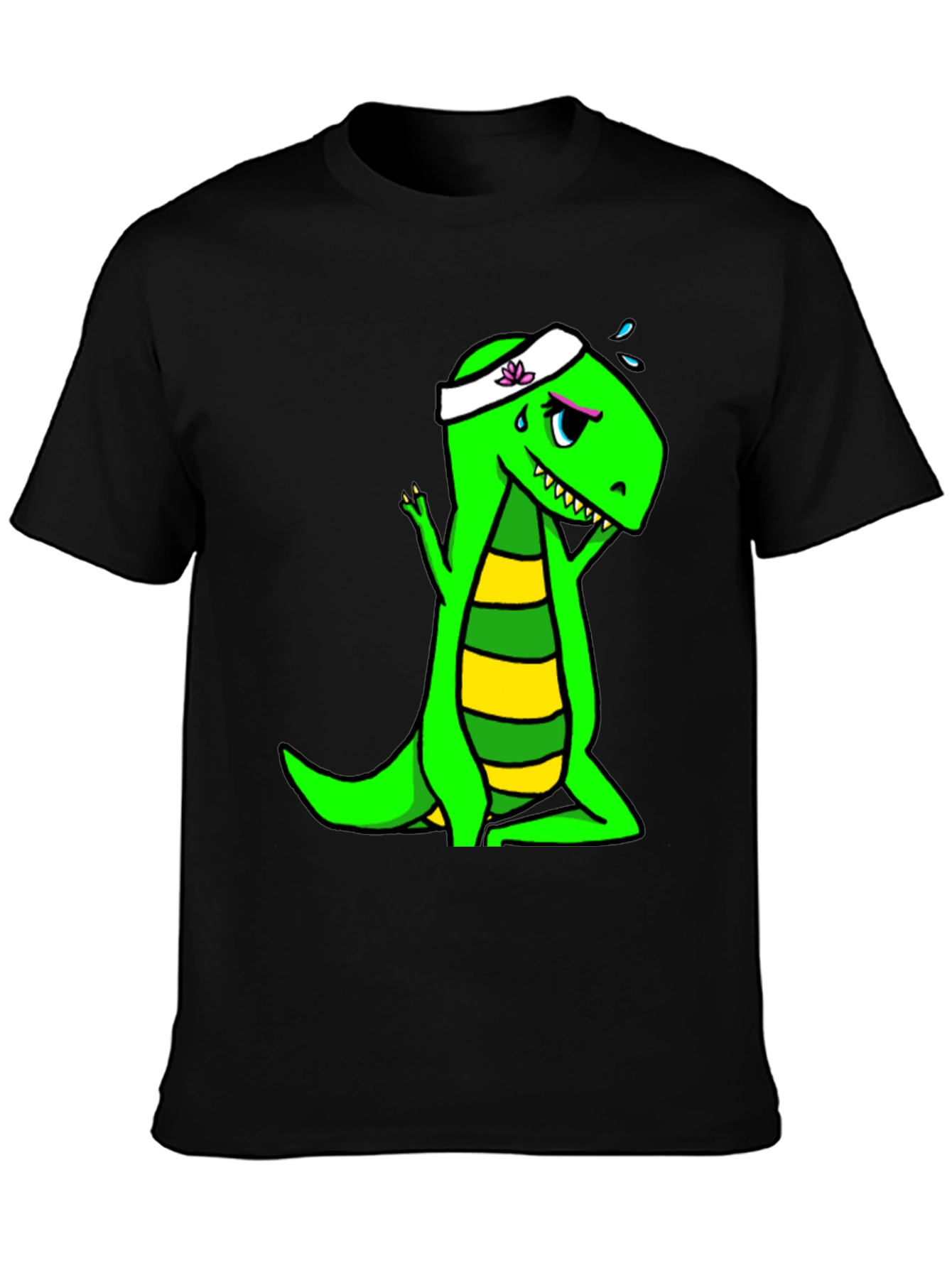 Black Dino Yoga Black T-Shirt view 3