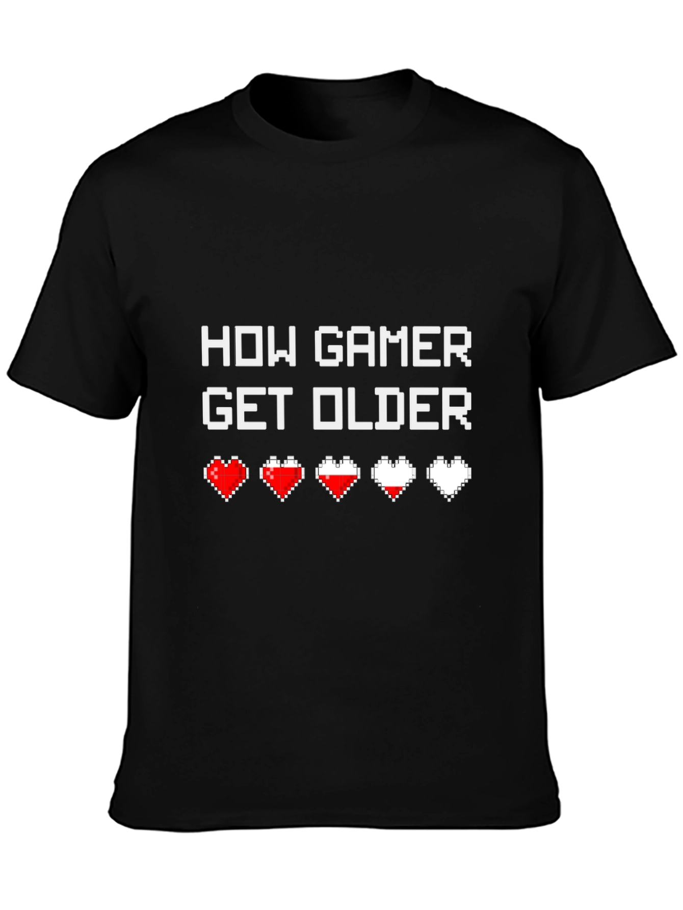 Black How Gamer Get Older Funny Graphic T-Shirt view 3