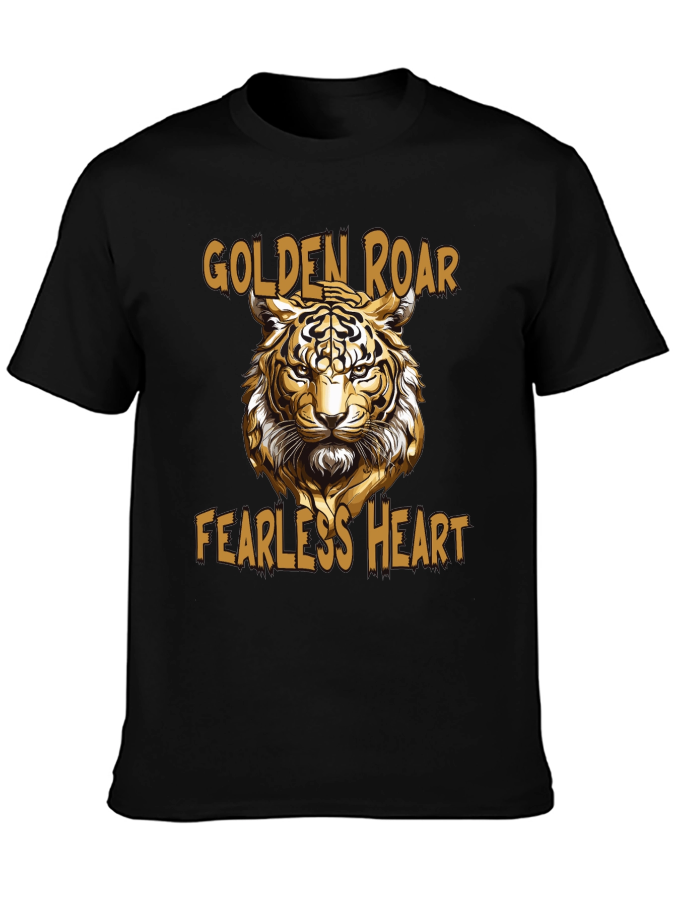 Black Golden Roar Tiger Graphic Tee - Fearless Heart view 3