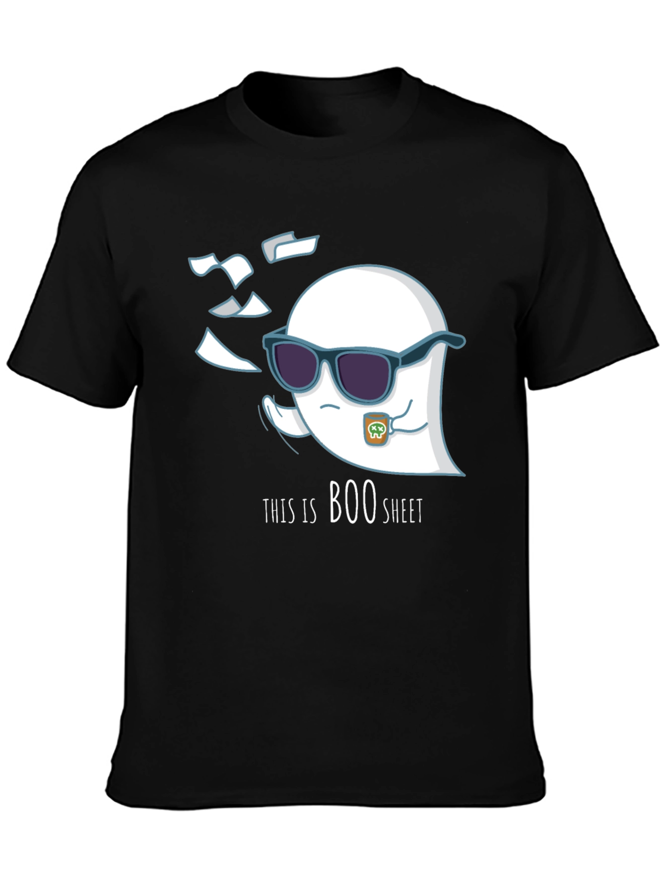 Black Cool Boo Sheet T-Shirt - Ghost Design view 3