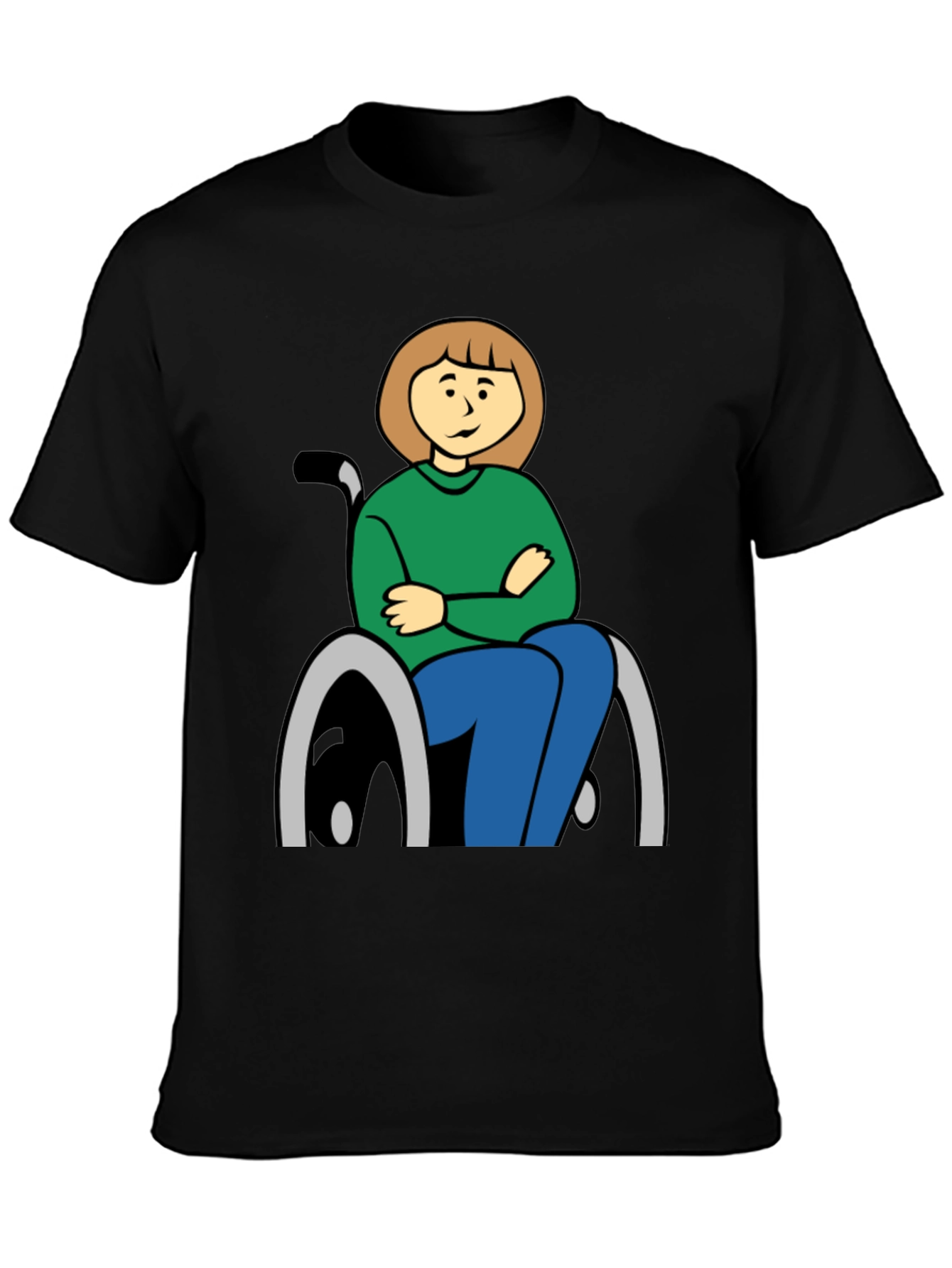 Black Cartoon Woman in Wheelchair Graphic Tee view 3