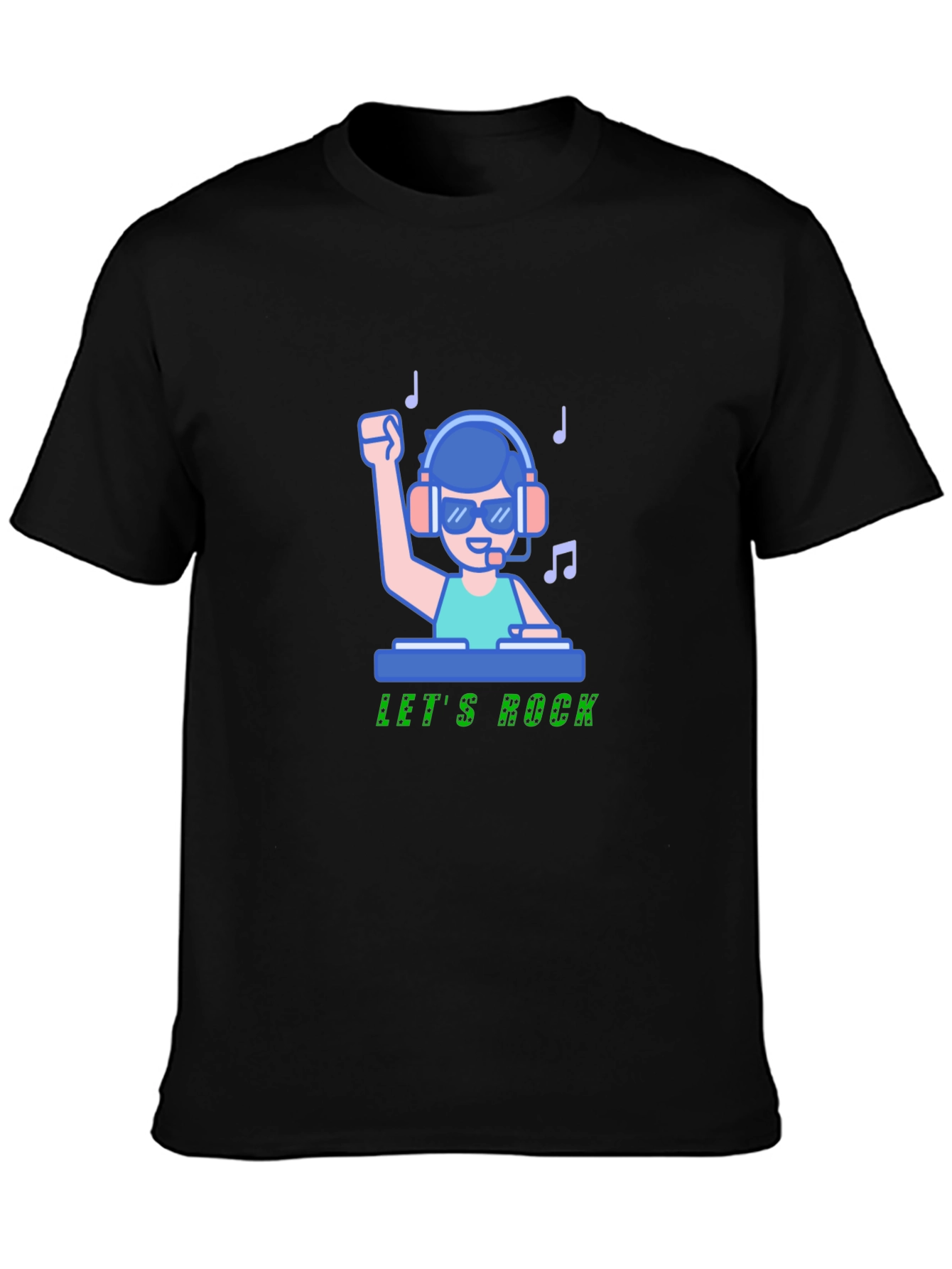 Black DJ Let's Rock Graphic T-Shirt view 3