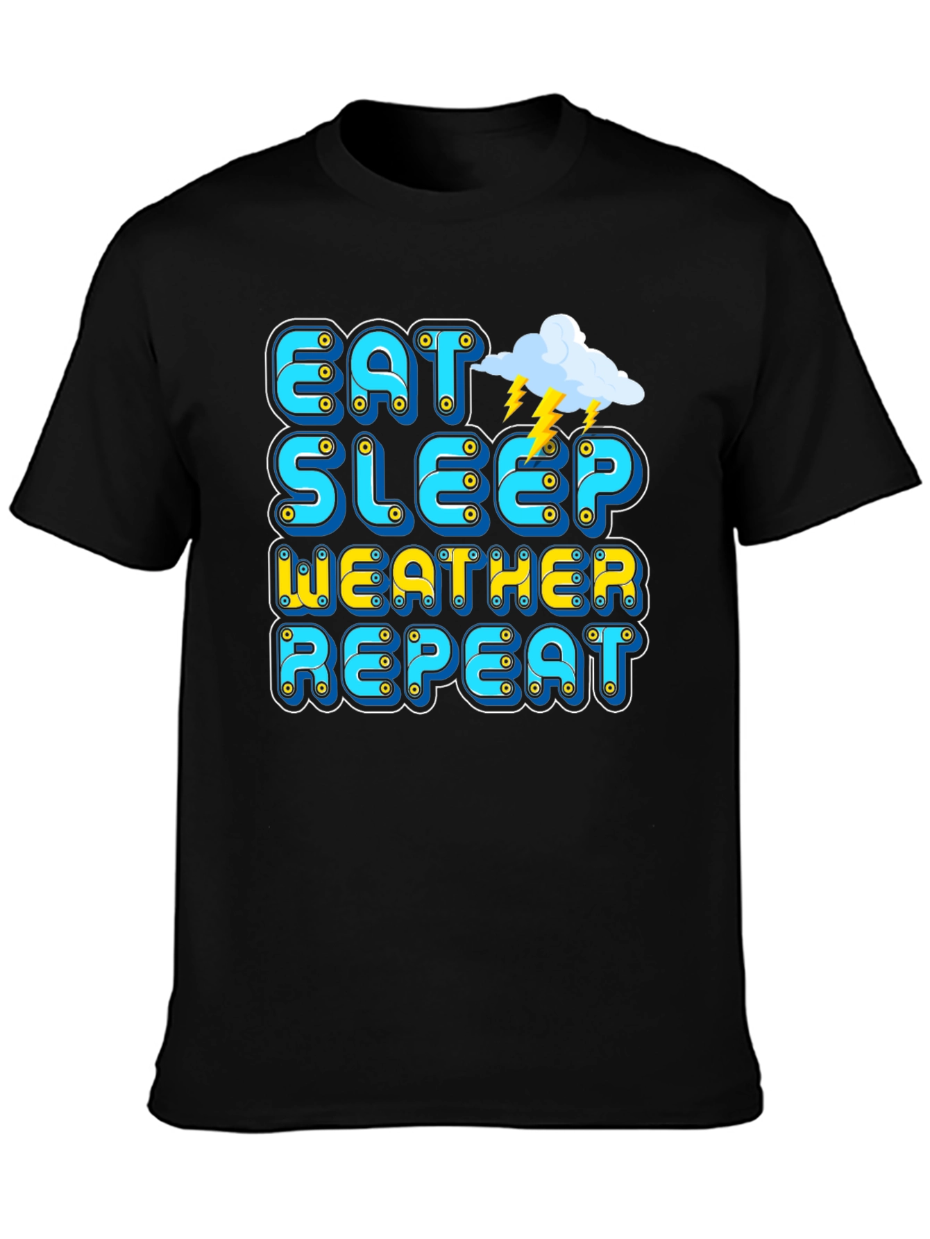 Black Eat Sleep Weather Repeat Graphic Tee view 3