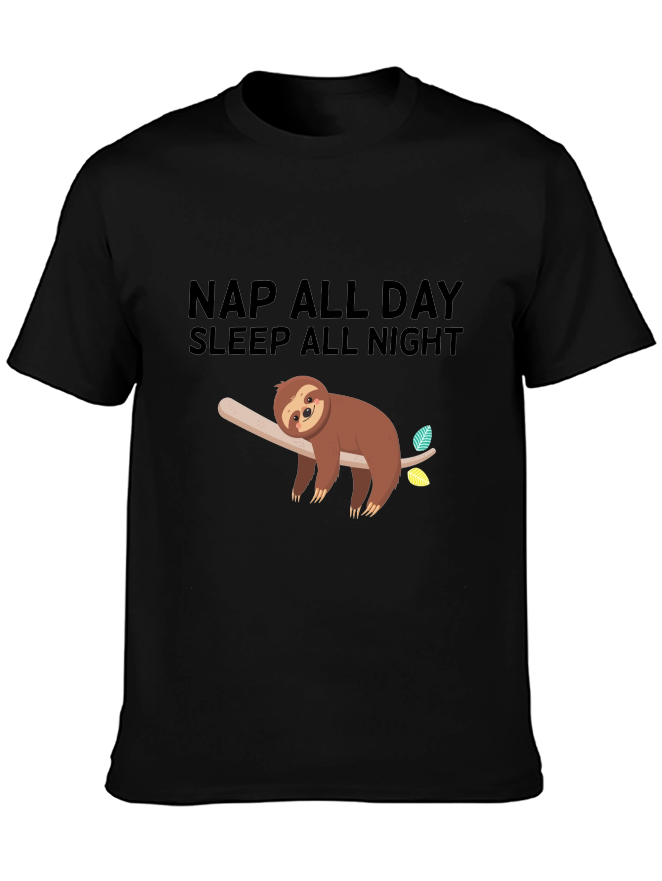 Black Nap All Day Sloth Graphic Tee - Black Casual Comfort view 3