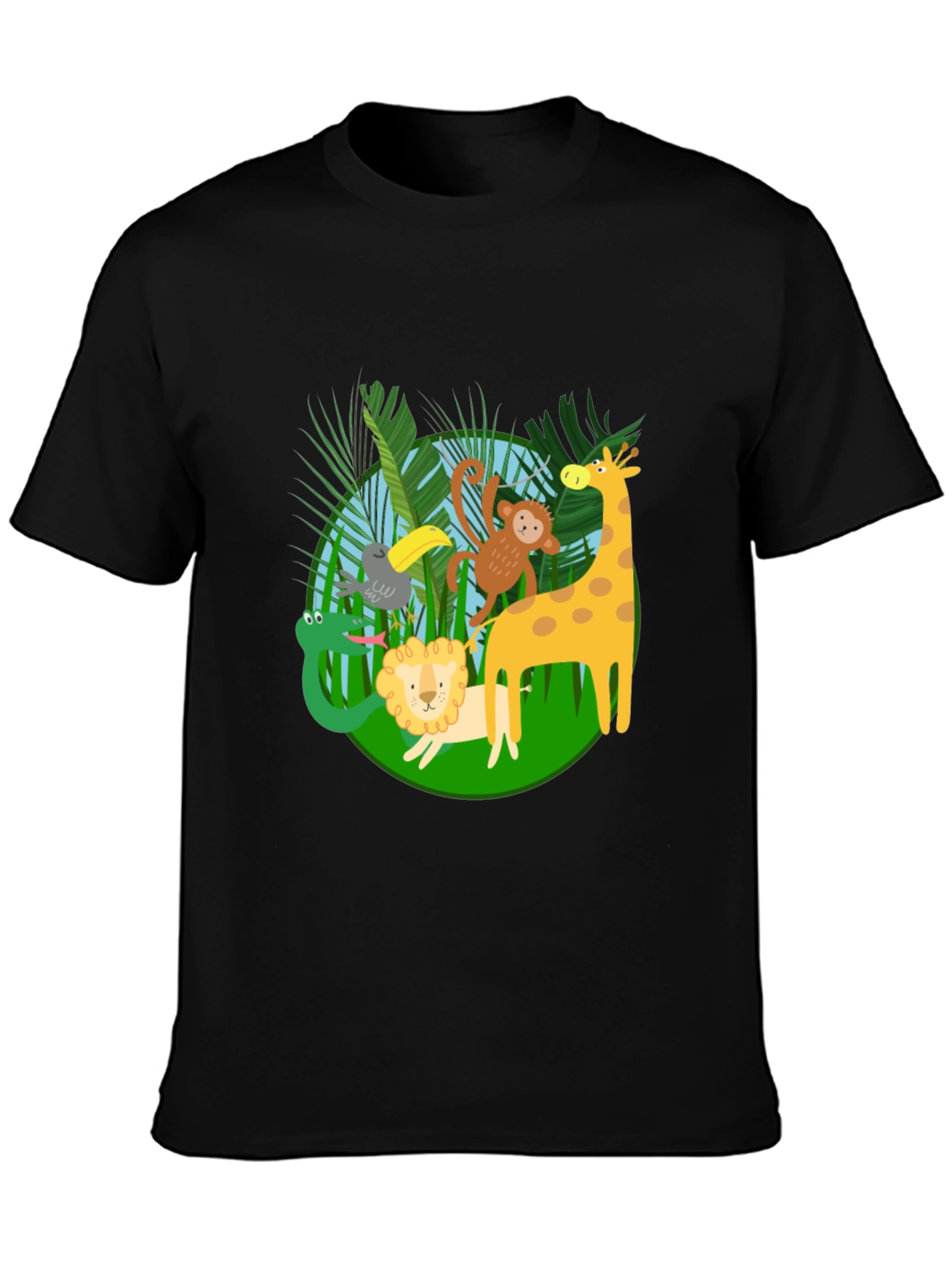 Black Jungle Animals T-Shirt - Fun & Playful Design view 3