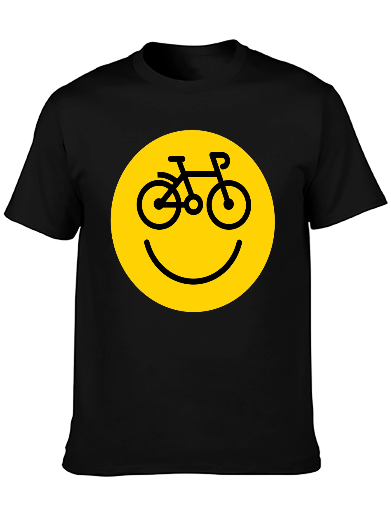 Black Smiley Face Bike T-Shirt - Yellow Graphic view 3