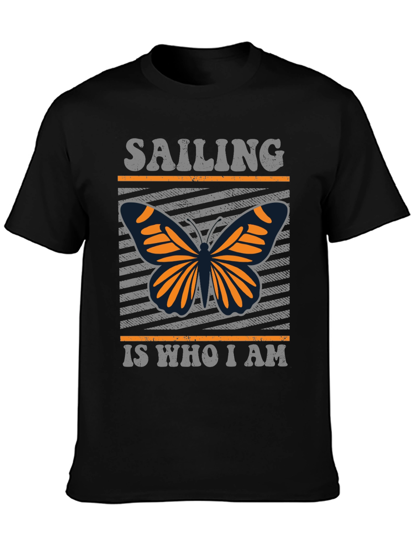 Black Sailing Butterfly T-Shirt - Unique Design Tee view 3
