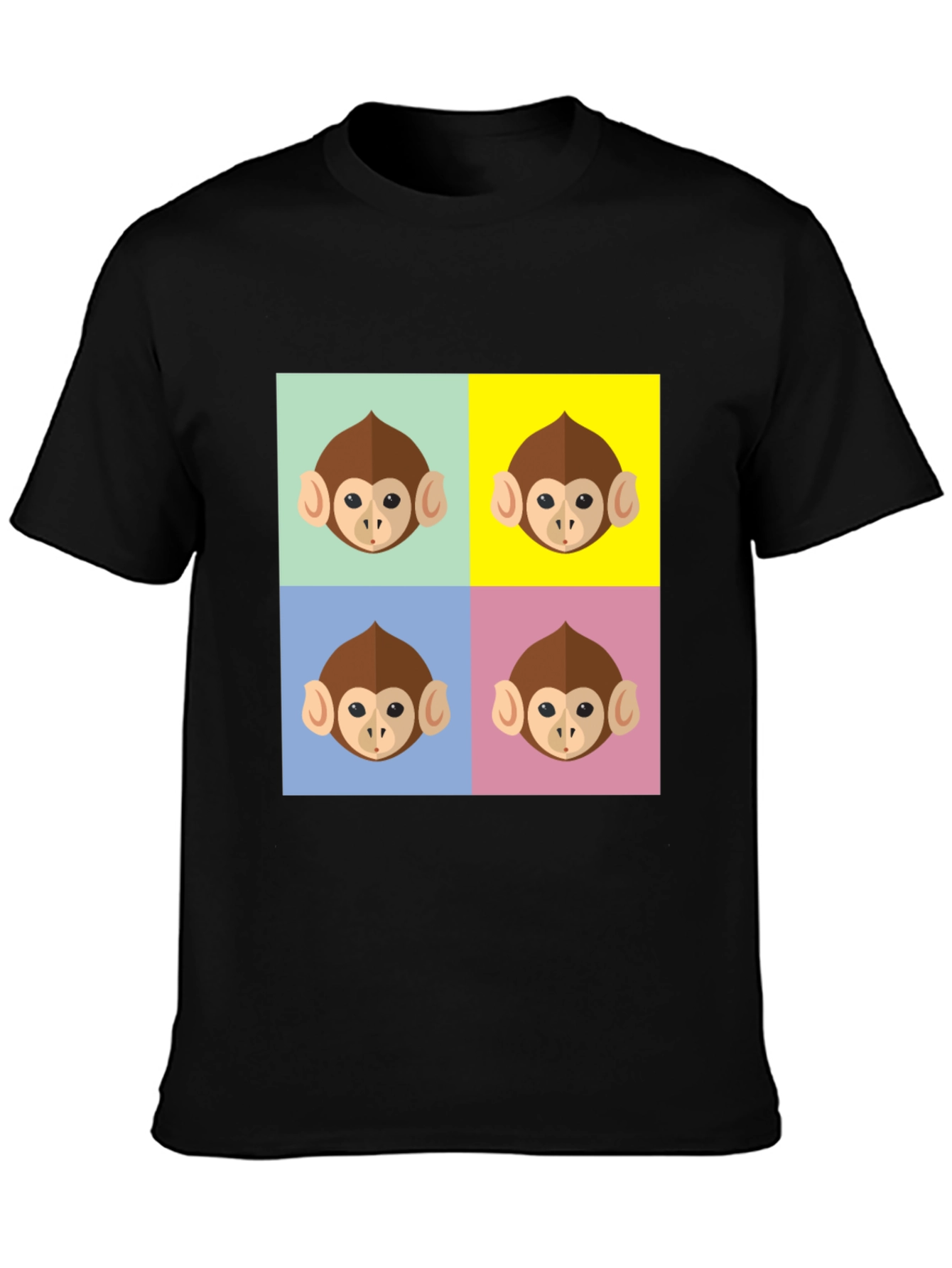 Black Funky Monkey Face Pop Art Graphic T-Shirt view 3