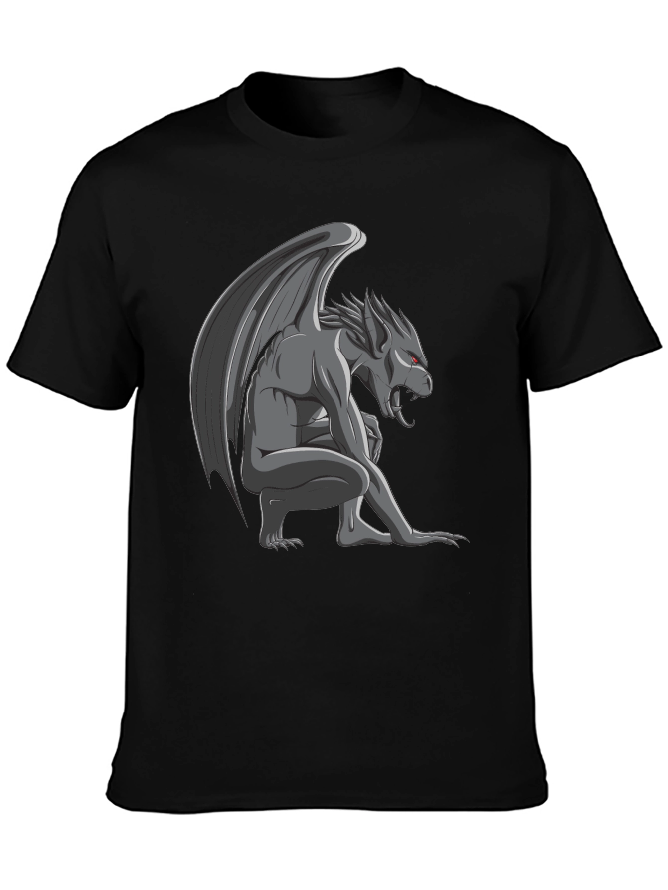 Black Gargoyle Graphic Tee - Black Cotton T-Shirt view 3