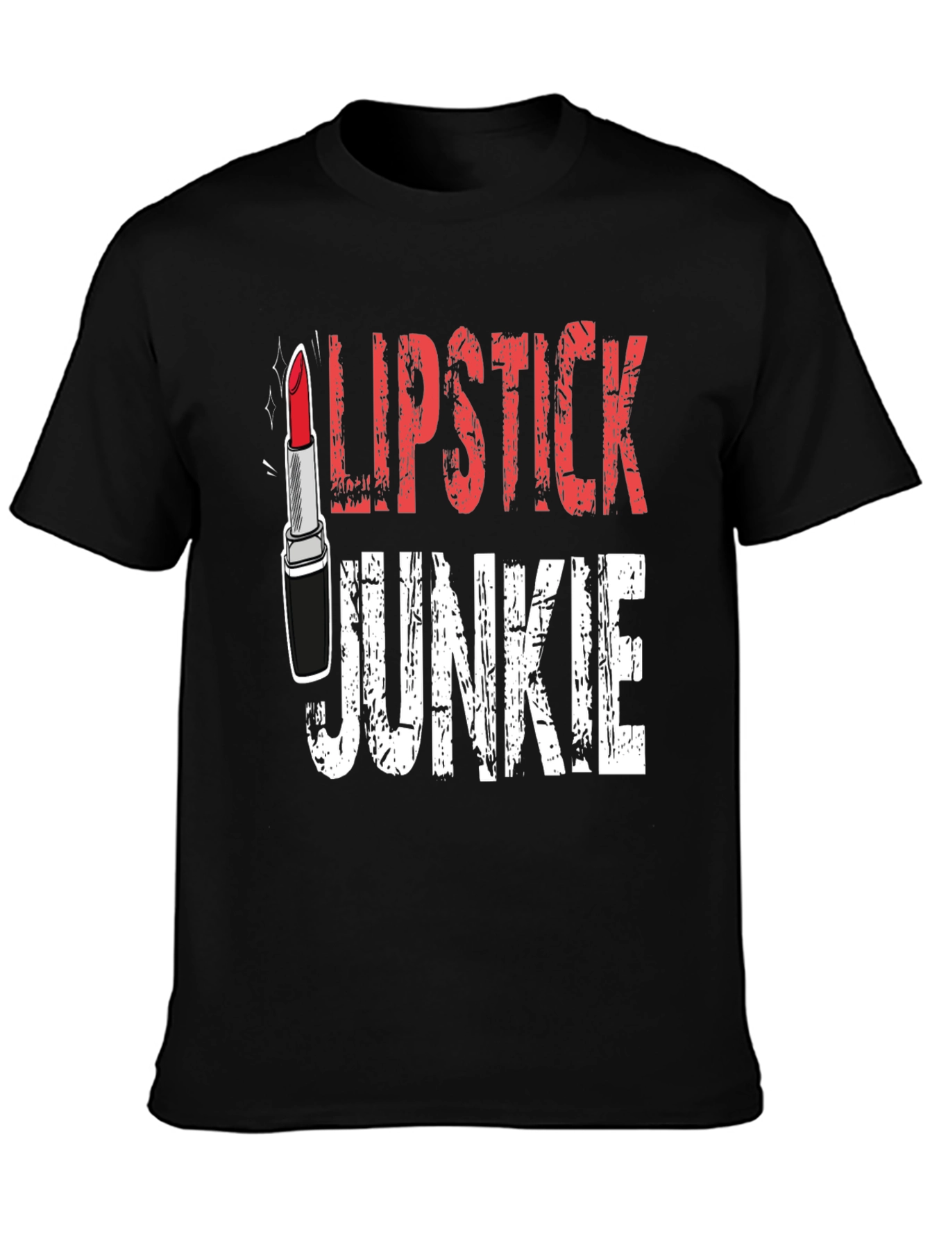 Black Lipstick Junkie Graphic Tee - Black Cotton T-Shirt view 3